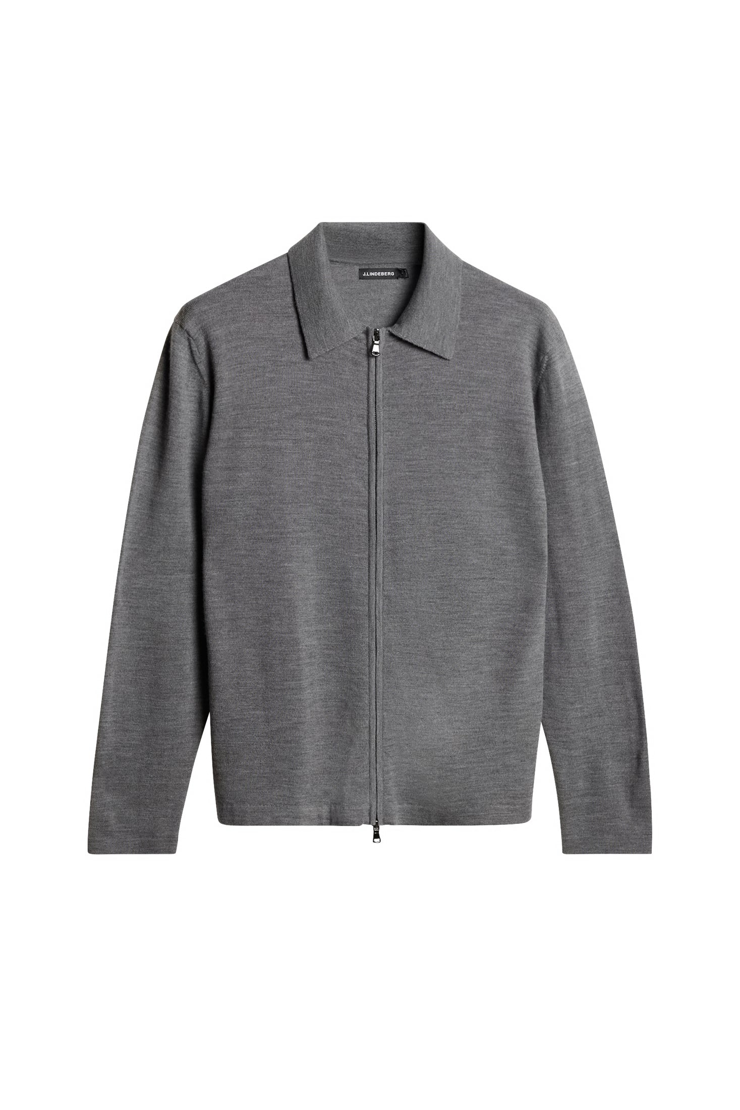 Kaleb Merino Zip Cardigan Mid Grey Melange