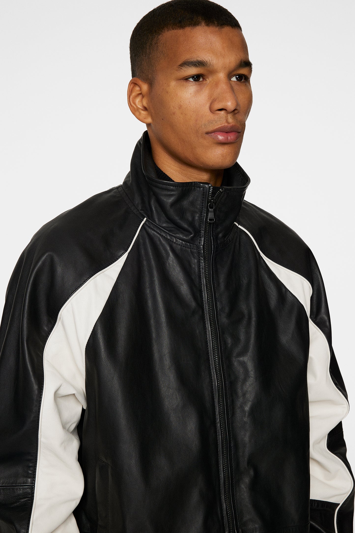 Lex Leather Track Jacket / Black