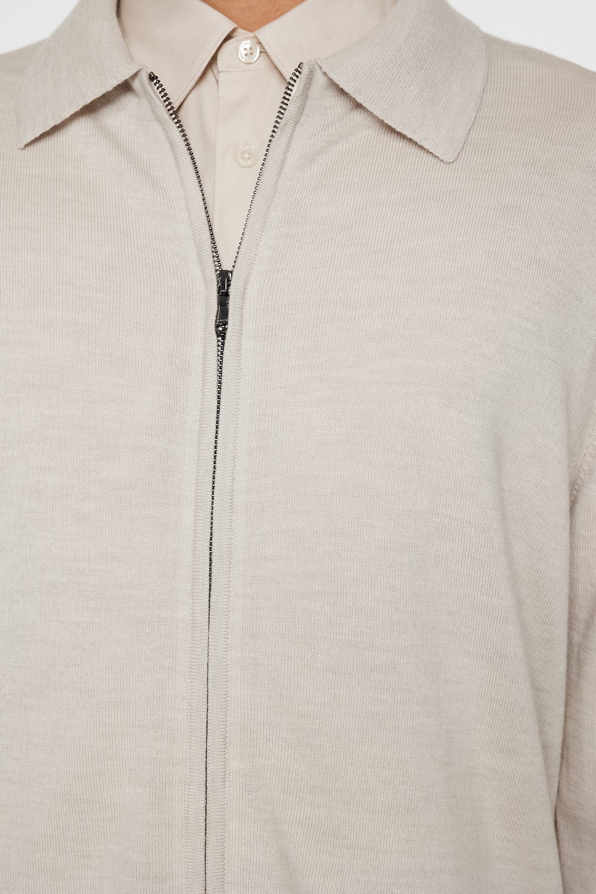 Kaleb Merino Zip Cardigan / Moonbeam Melange