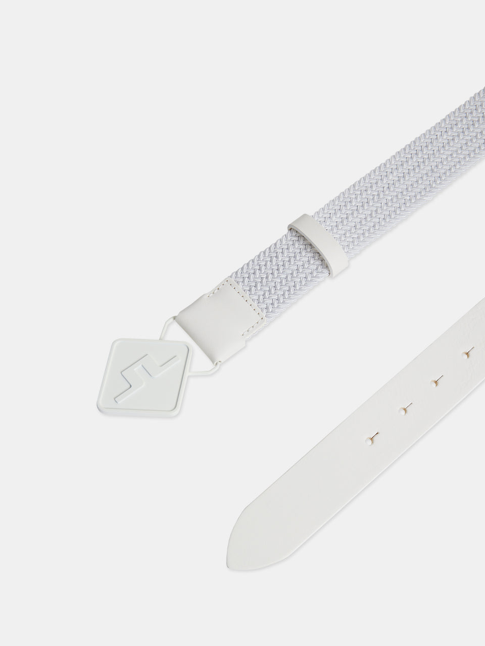 Diamond Ealstic  Leather Belt / White