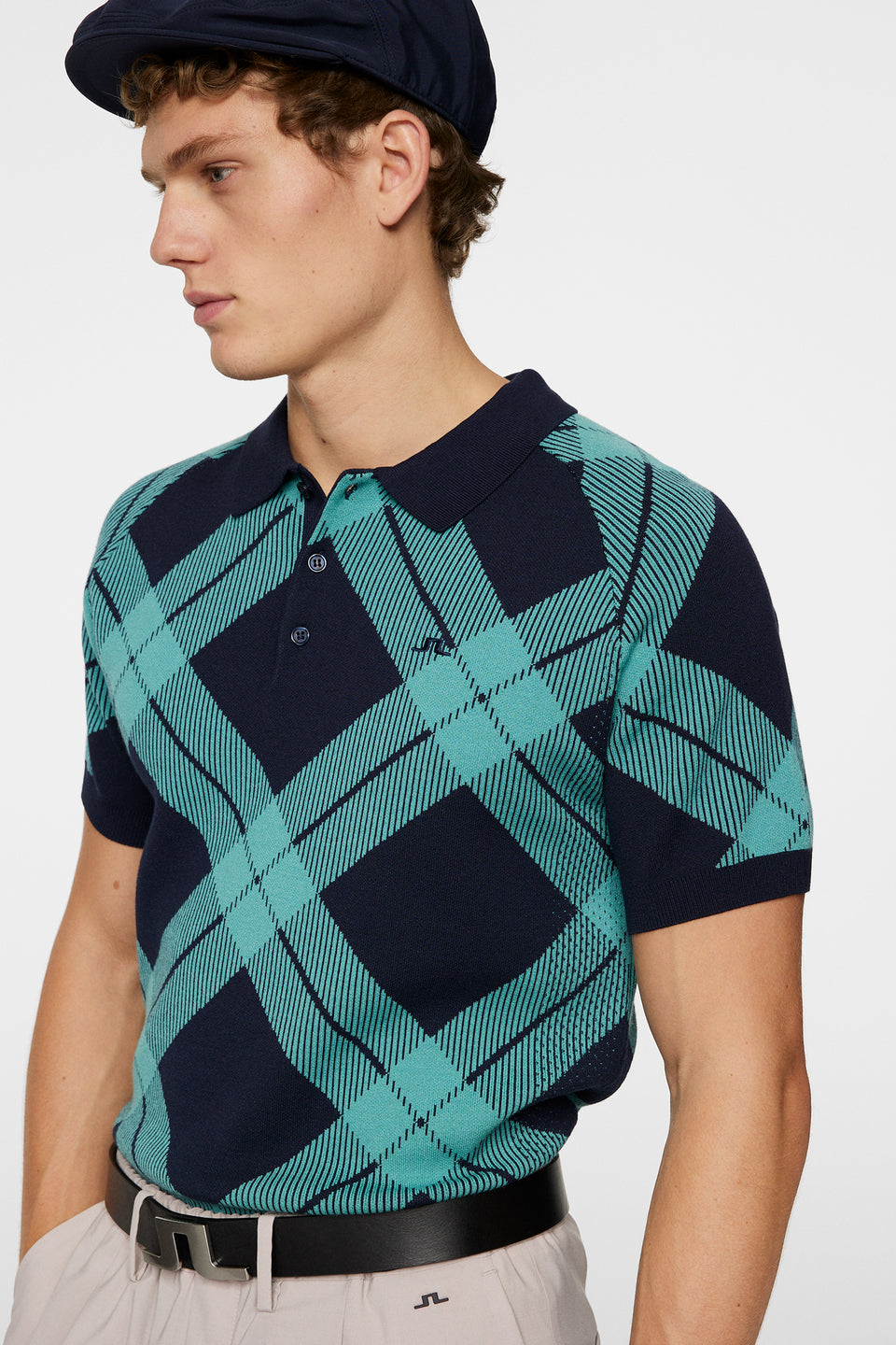 Martin Knit Polo / Glenmuir Tartan Teal L