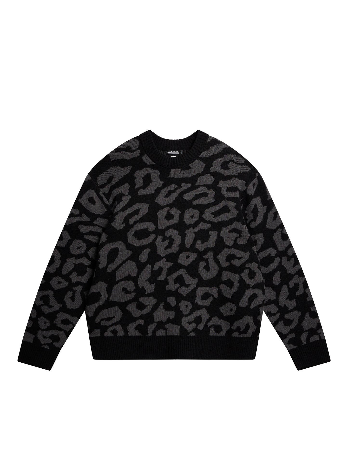 Black Leopard Crew Knit Sweater Black, Crew Knit Sweater