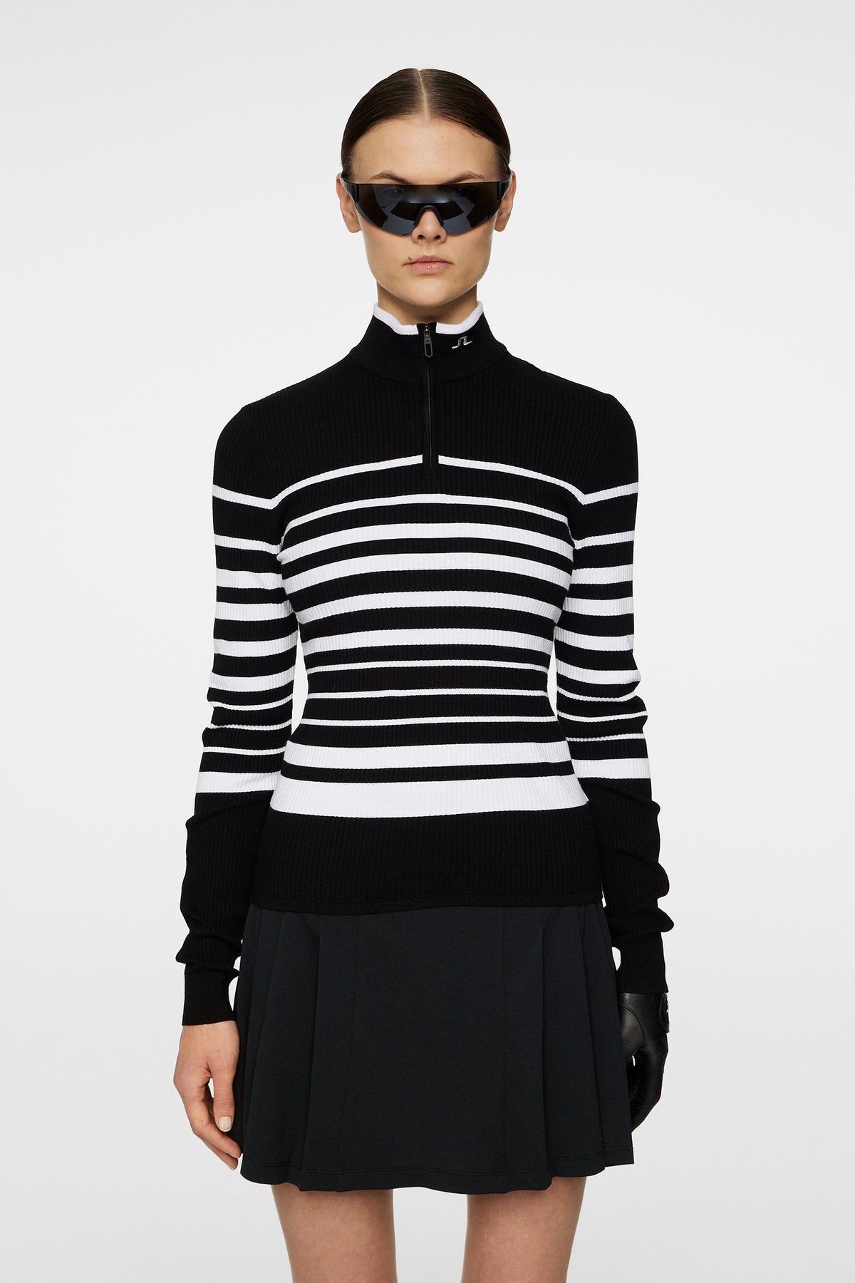 Cheryl Knitted Zip Sweater / Black