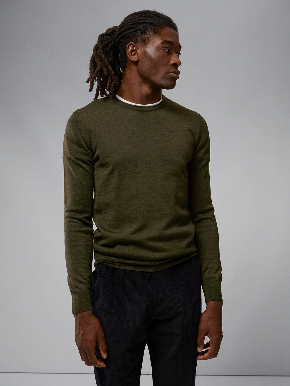 Lyle Merino Crew Neck Sweater / Forest Green