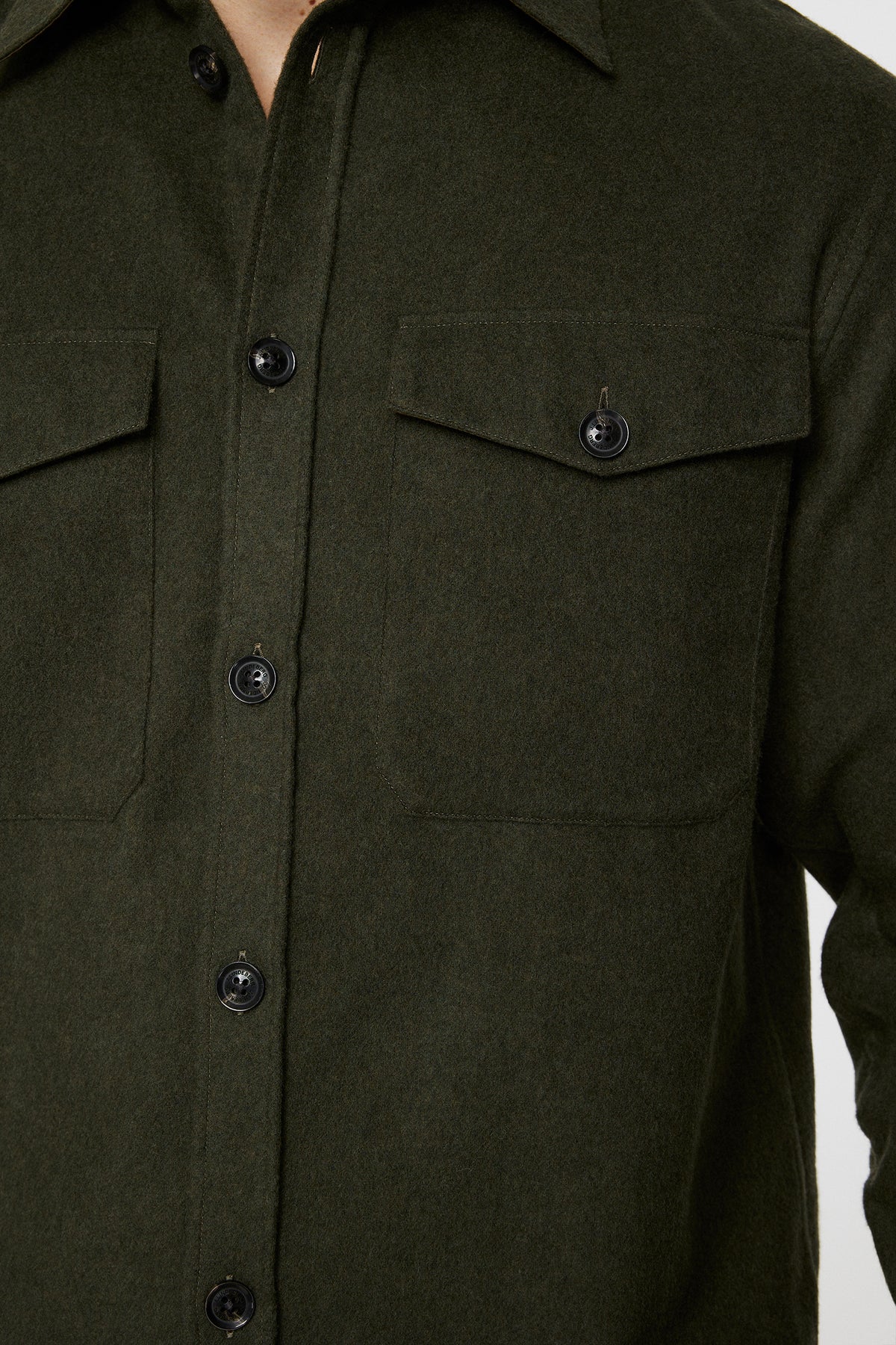 Flat Wool Overshirt / Forest Green