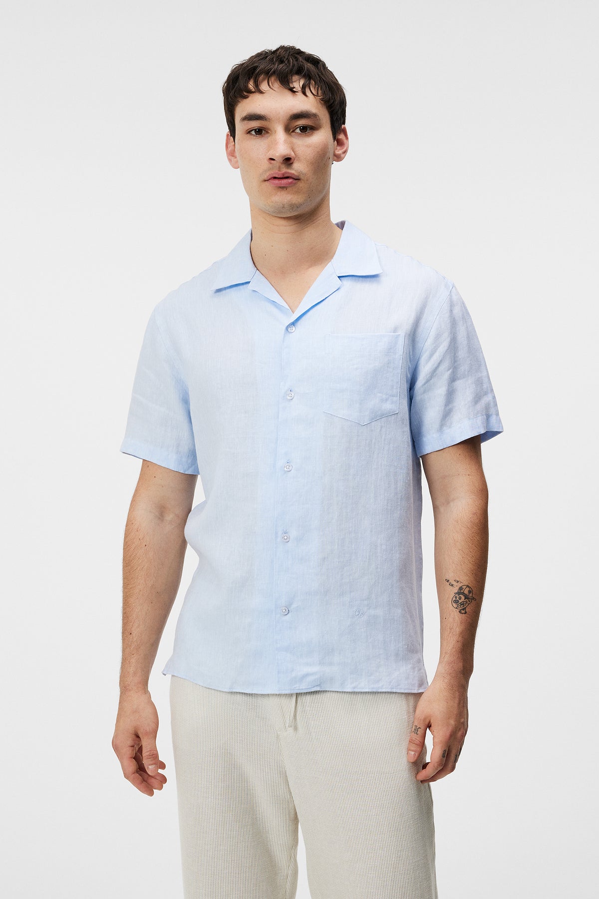 Elio Linen Melange Shirt / Chambray Blue