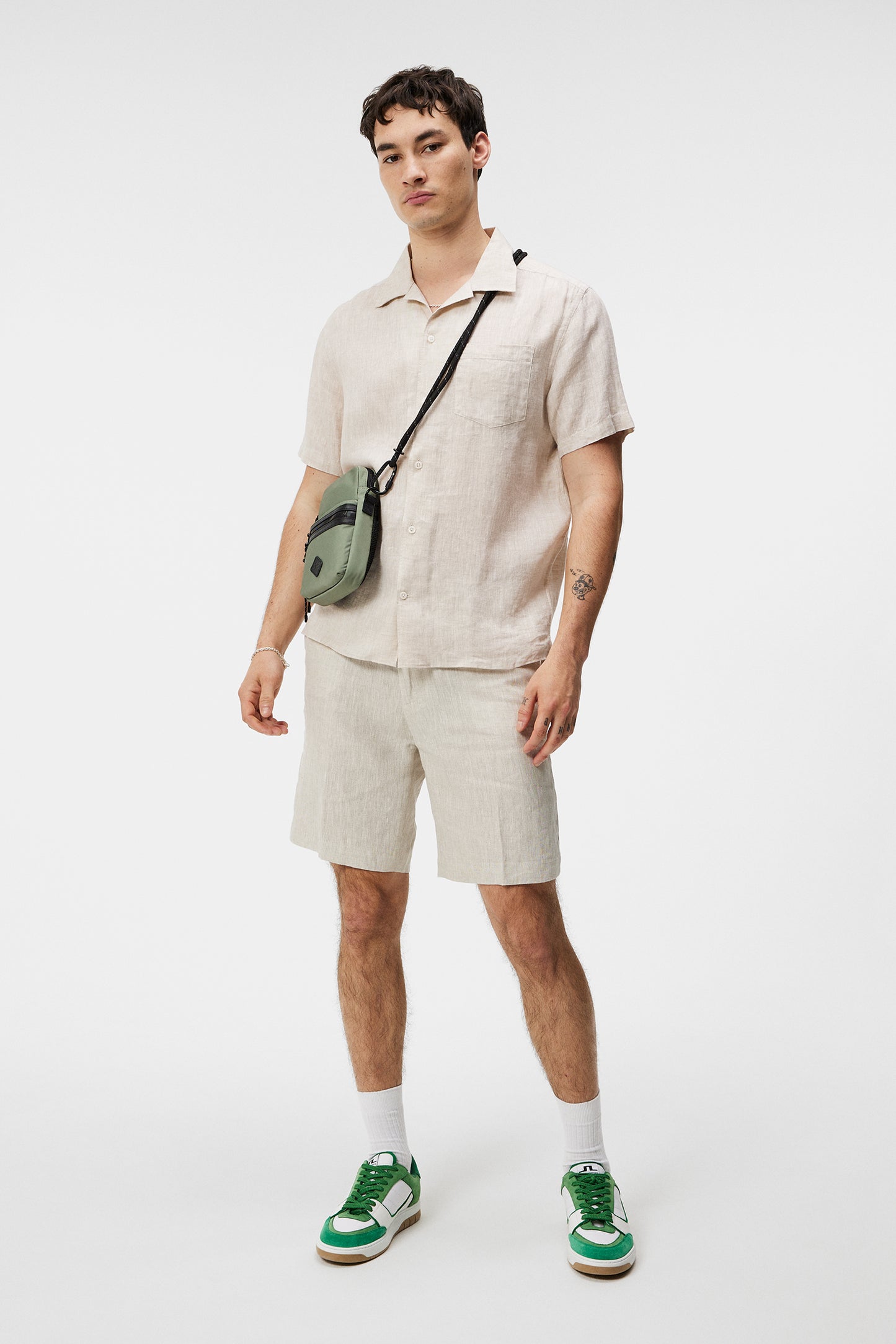 Elio Linen Melange Shirt / Safari Beige