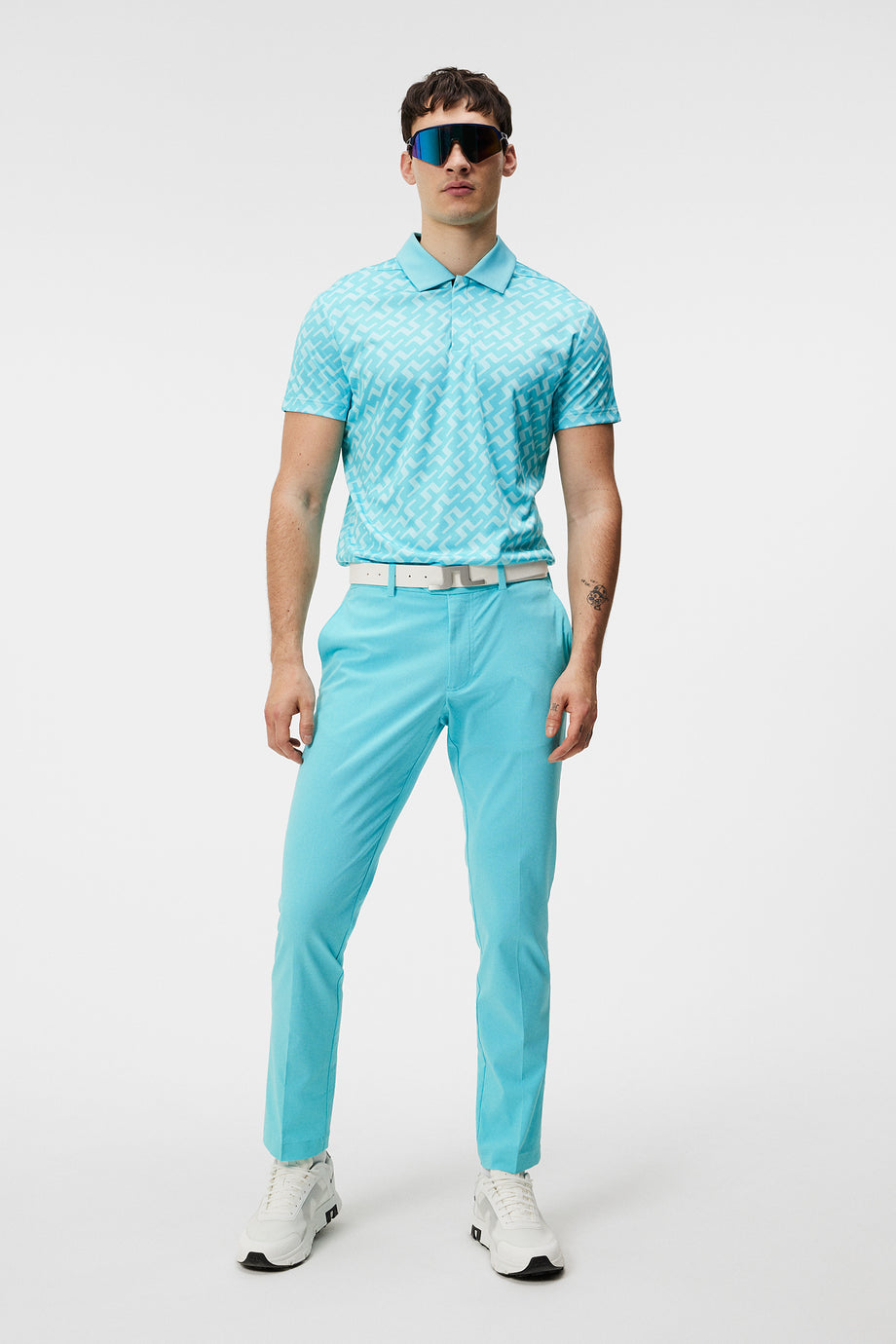 Dario Print Regular Fit Polo / Bias Bridge Blue Curacao