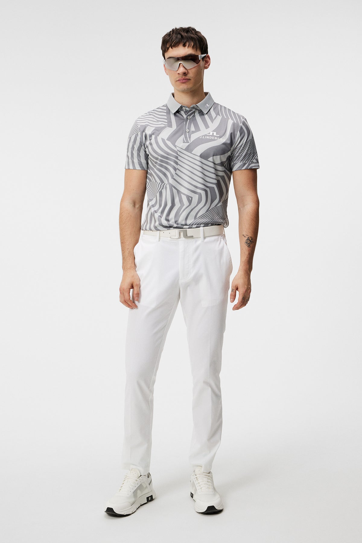 KV Tour Print Golf Polo / Dazzle Wave Light Grey Melange