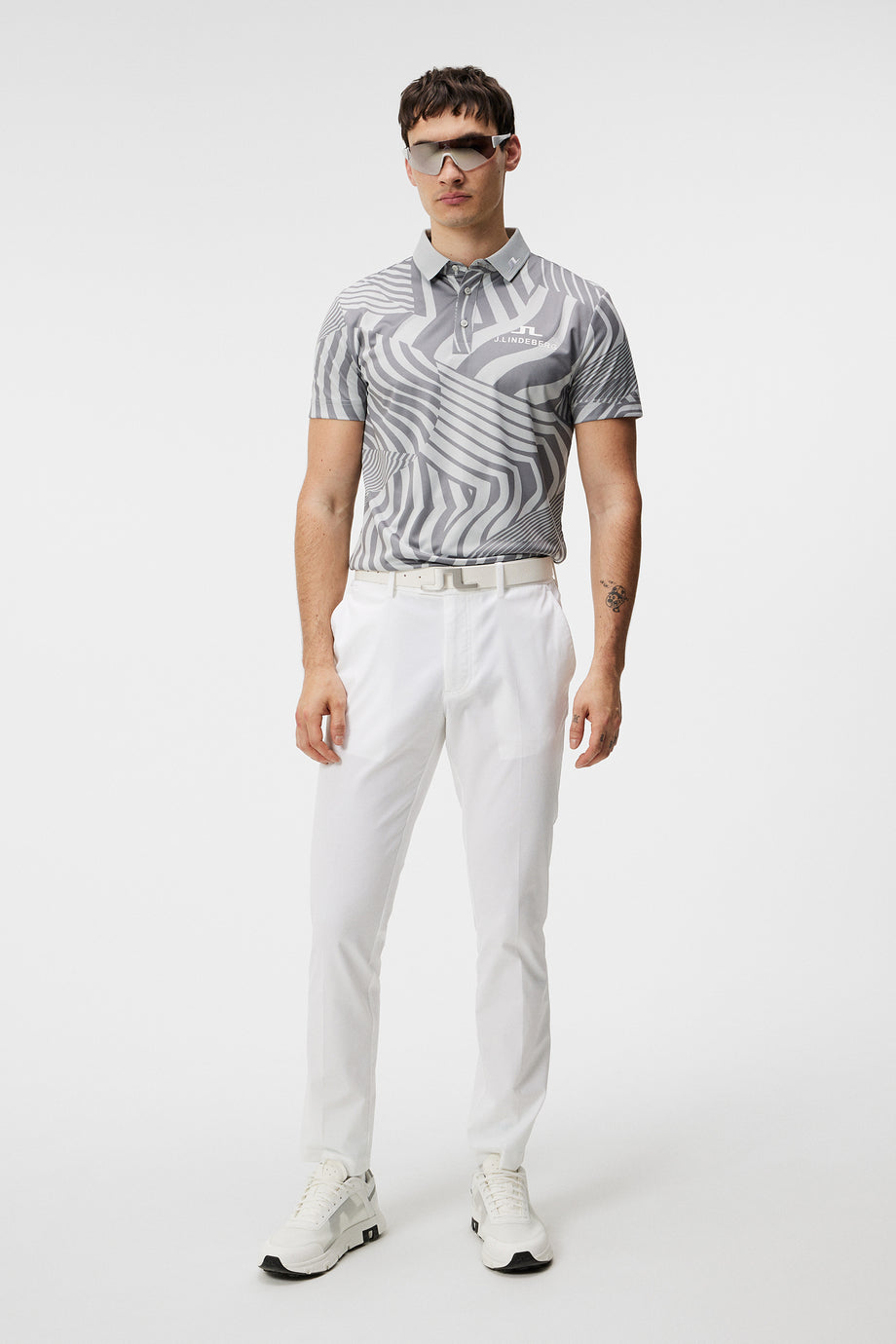 KV Tour Print Golf Polo / Dazzle Wave Light Grey Melange