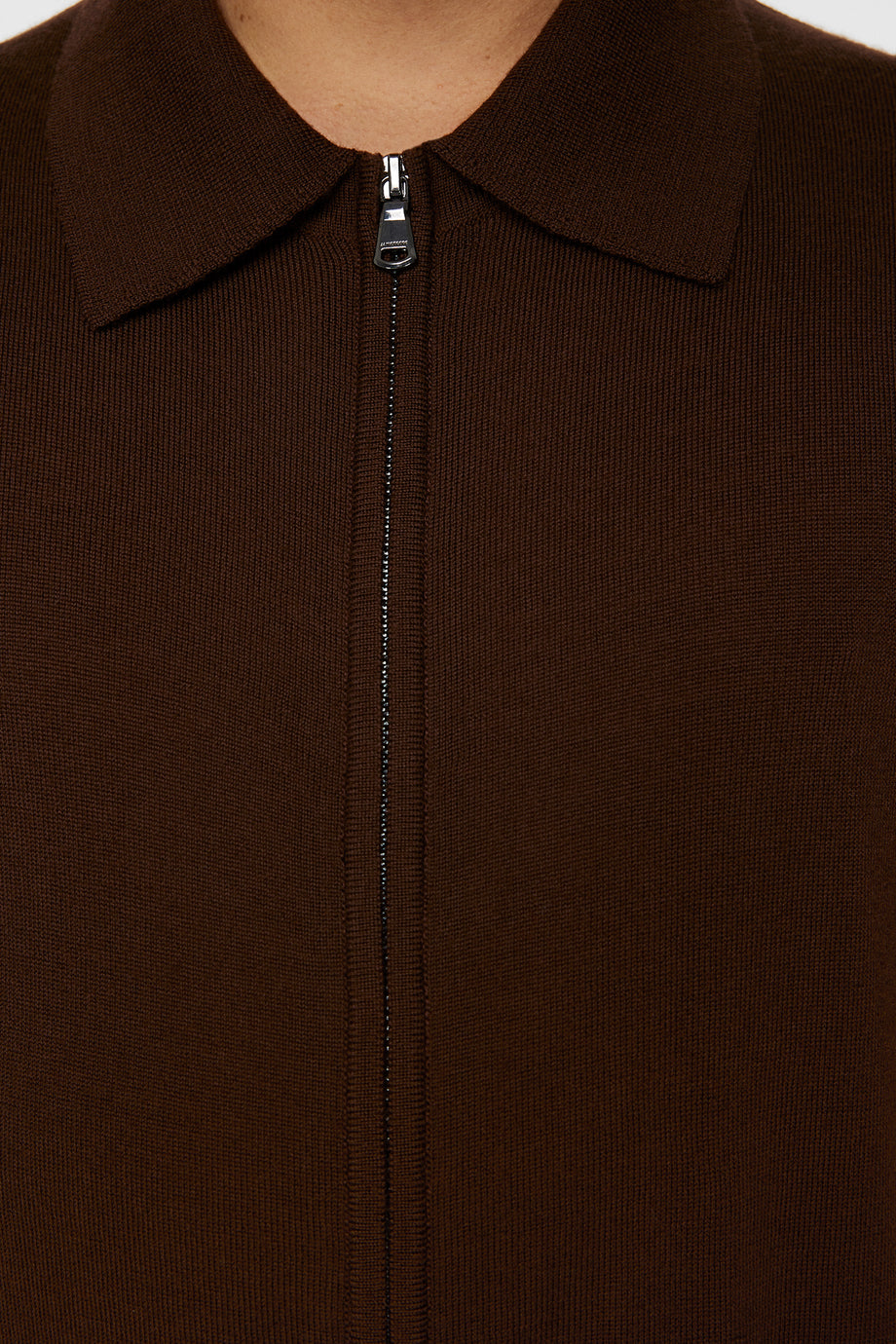 Kaleb Merino Zip Cardigan / Bitter Chocolate