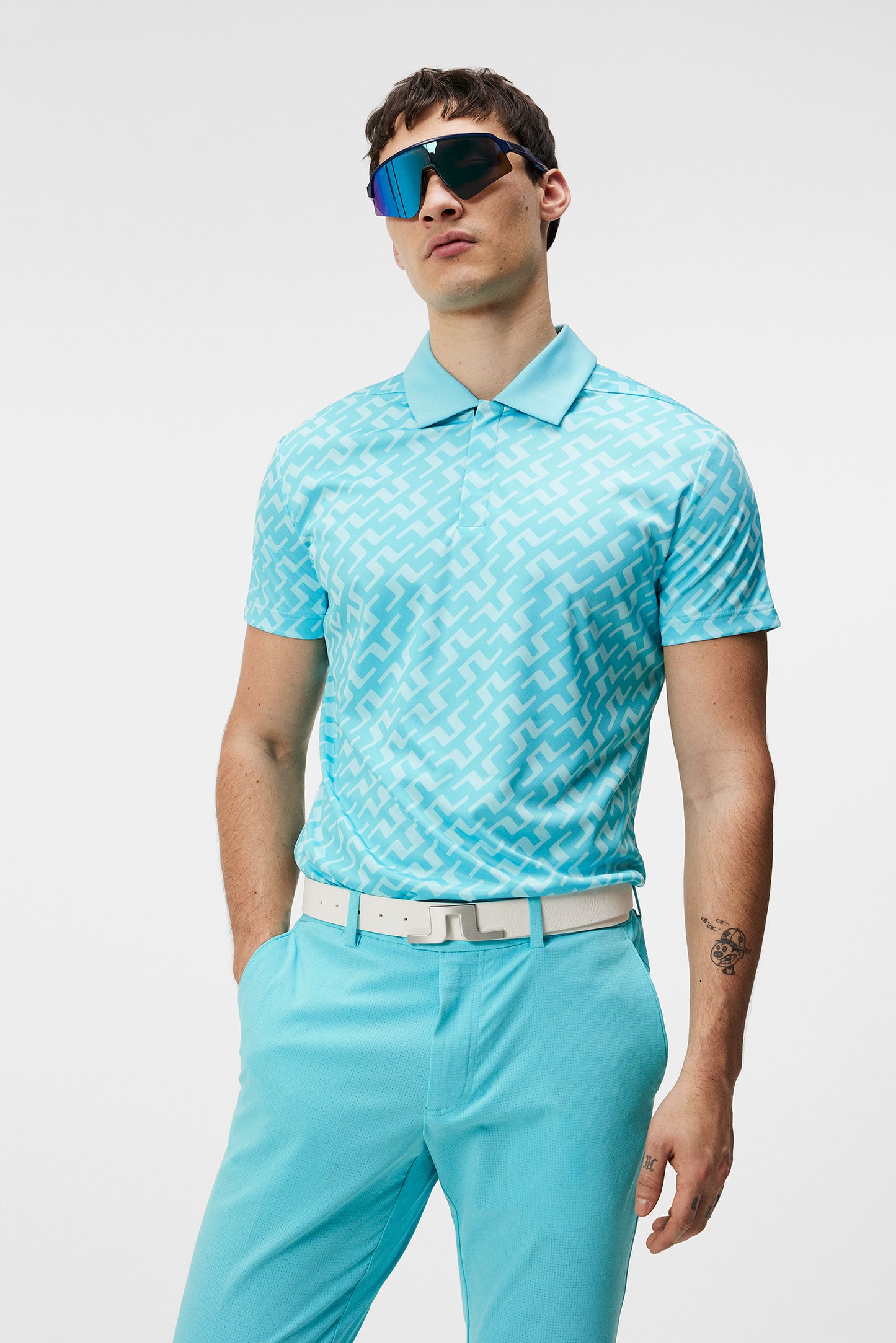 Dario Print Regular Fit Polo / Bias Bridge Blue Curacao