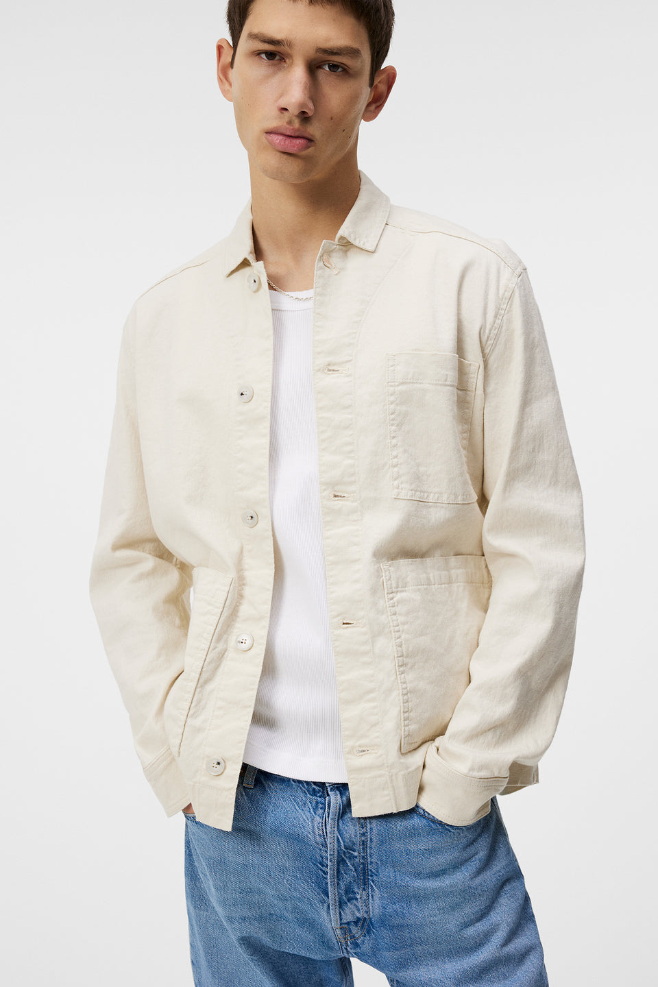 Errol Linen workwear overshirt / Moonbeam