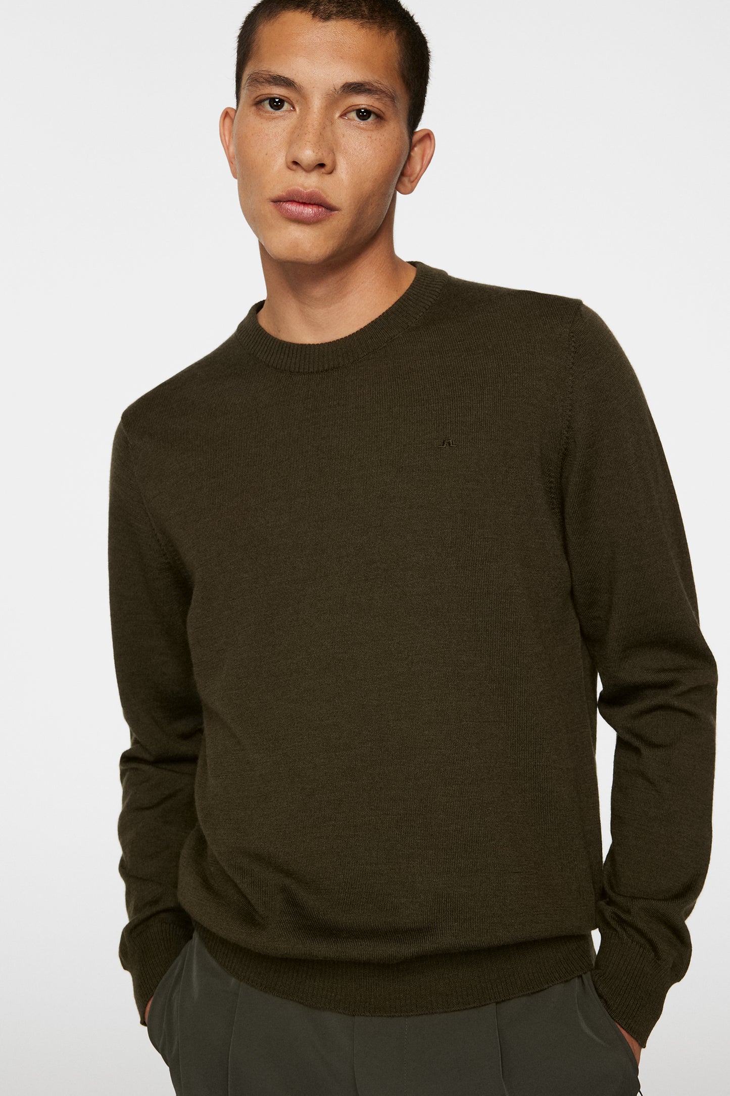 Keane Merino Crew Neck Sweater / Forest Green