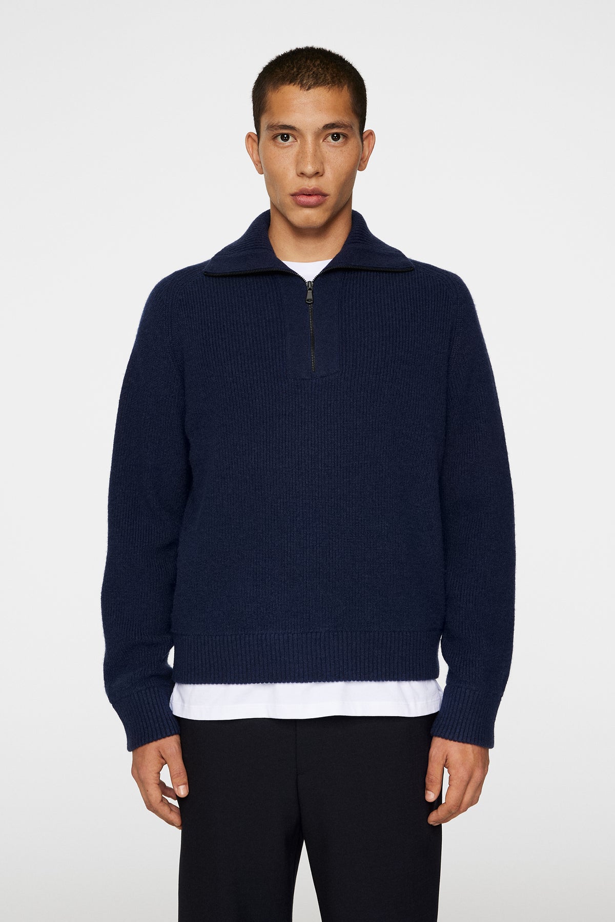 Wilmer Quarter Zip Knit / JL Navy