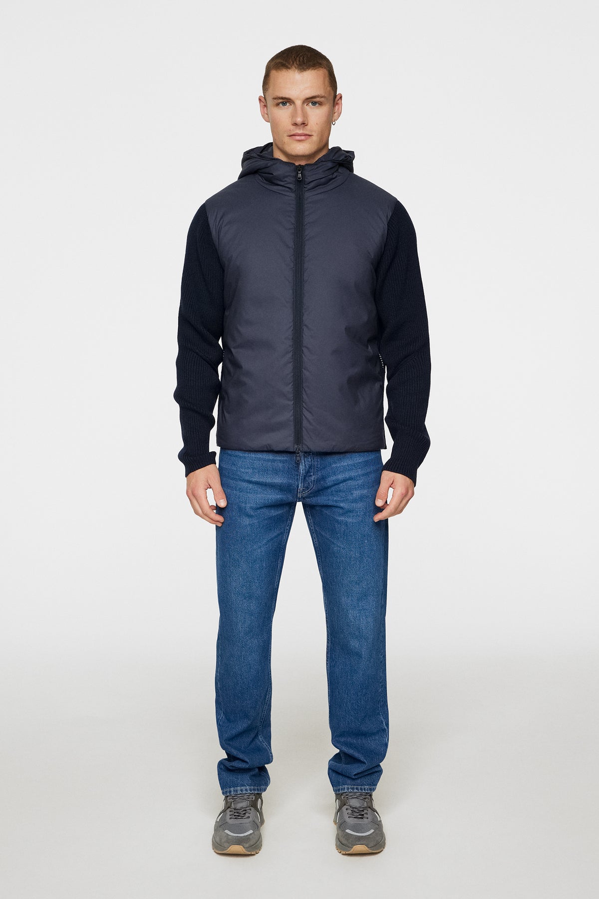 Thierry Hybrid Knit Hoodie / JL Navy