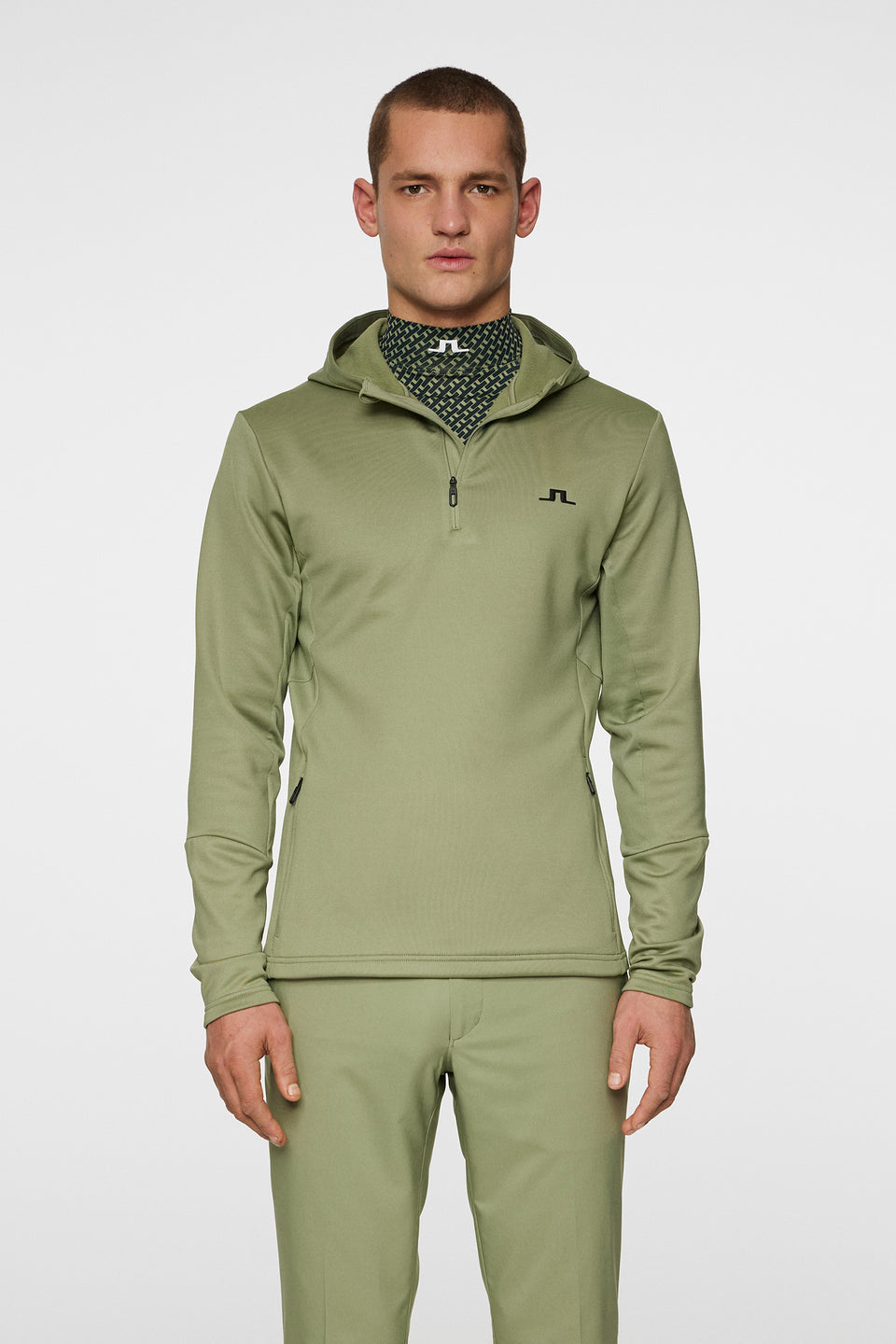 Aerial Quarter Zip Hood / Oil Green