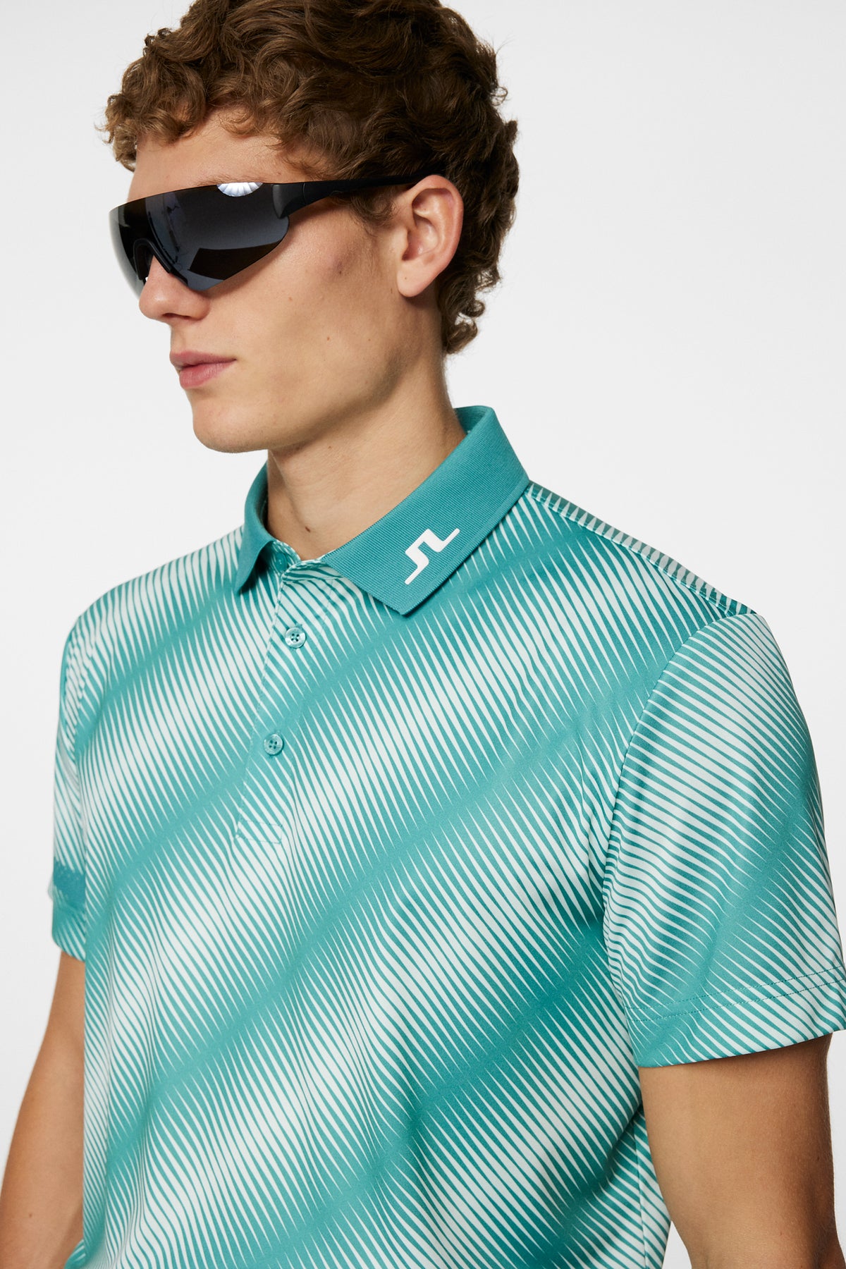 Heath Print Polo / Comb Teal M