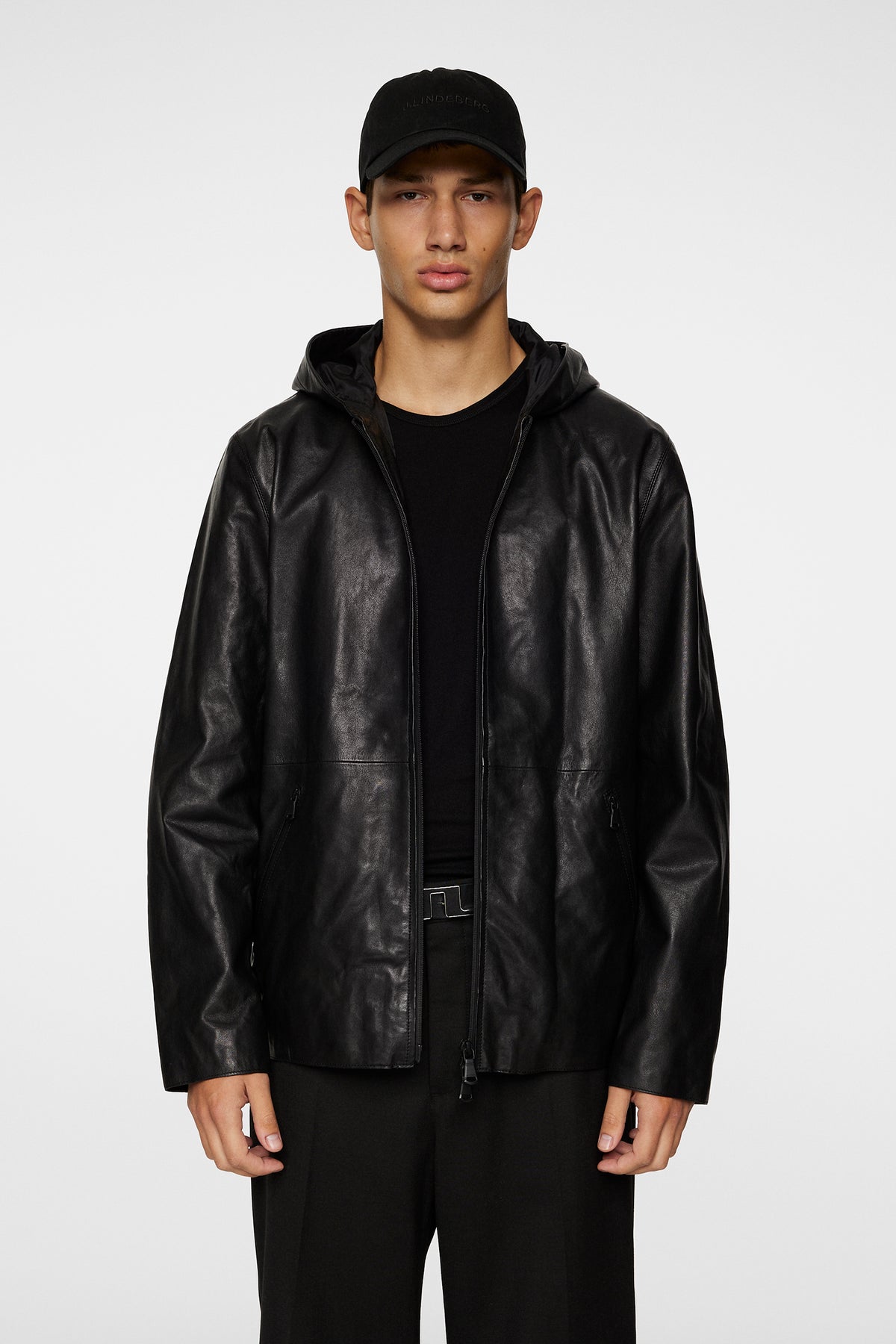 Hadley Leather Hoody Jacket / Black