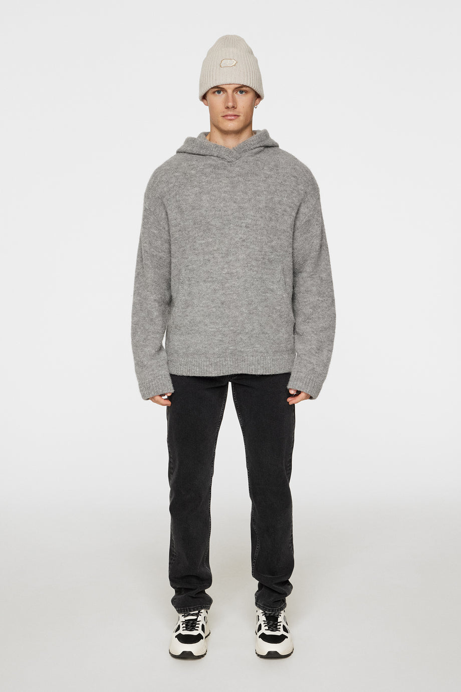 Broon Alpaca Blend Hoodie / Mid Grey Melange