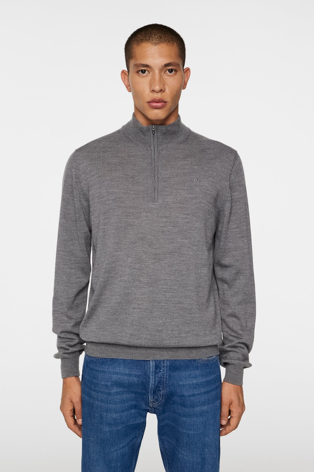 Kiyan Quarter Zip Sweater / Mid Grey Melange