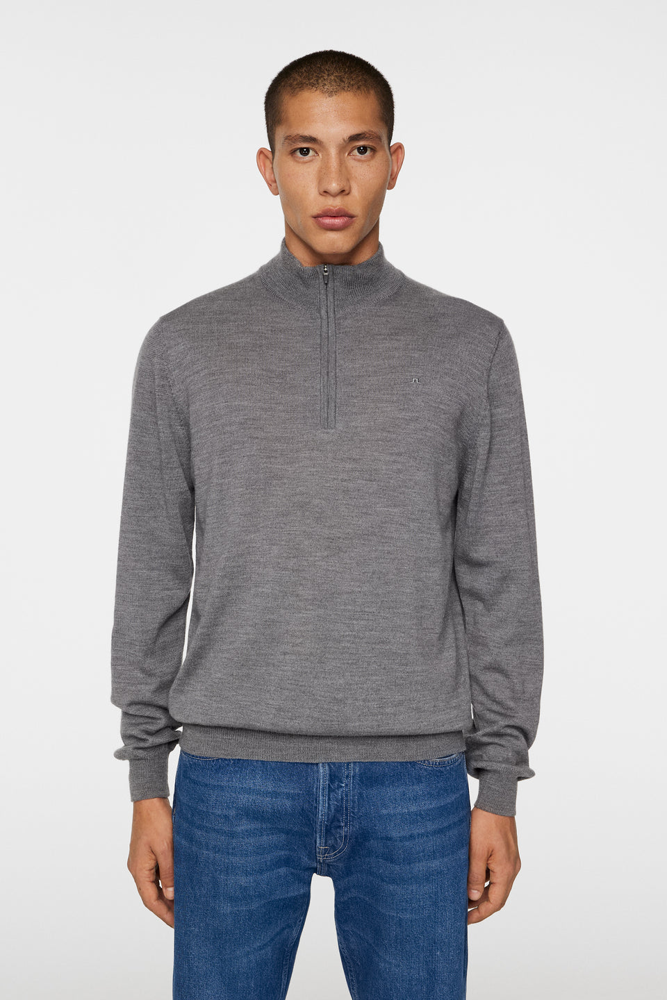 Kiyan Quarter Zip Sweater / Mid Grey Melange