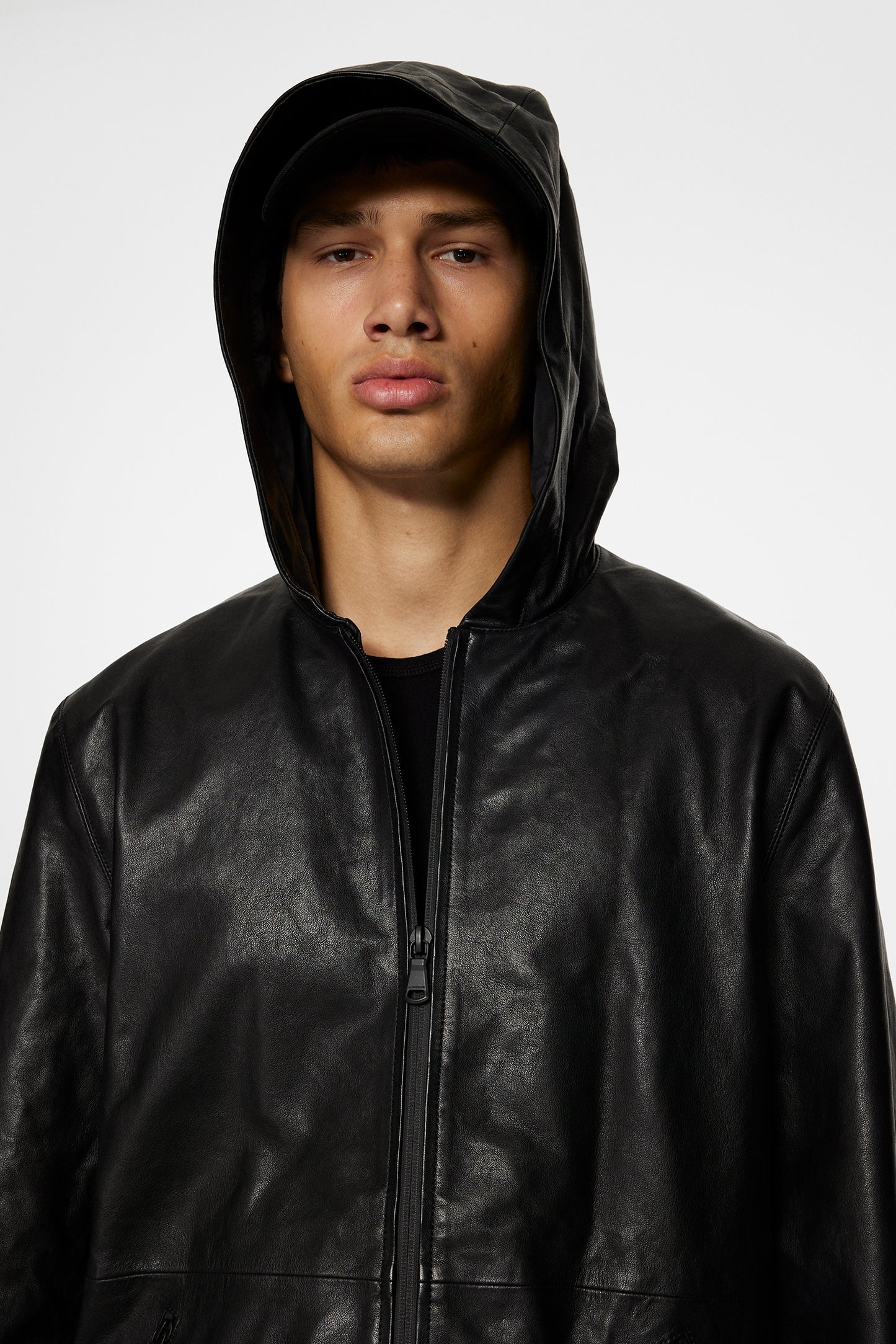 Hadley Leather Hoody Jacket / Black