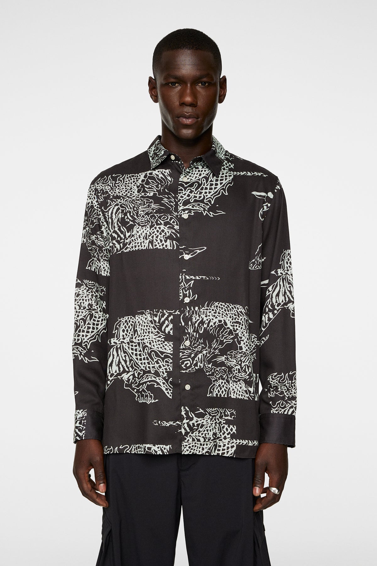 Reg Print Tencel Shirt / Dragon Green L