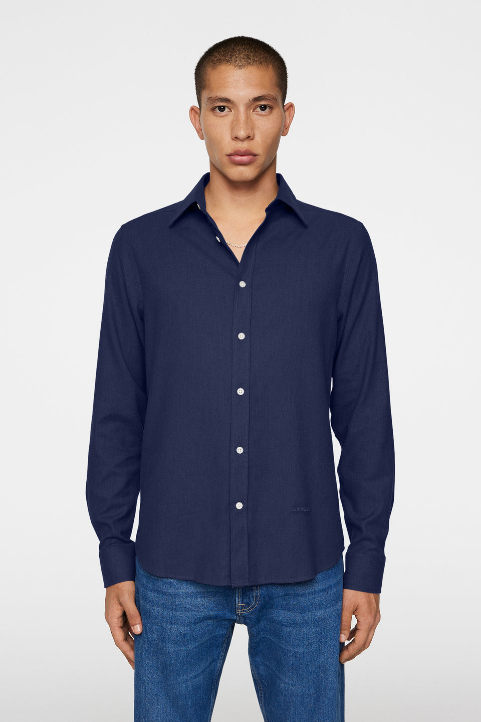 Light Flannel Slim Shirt / JL Navy