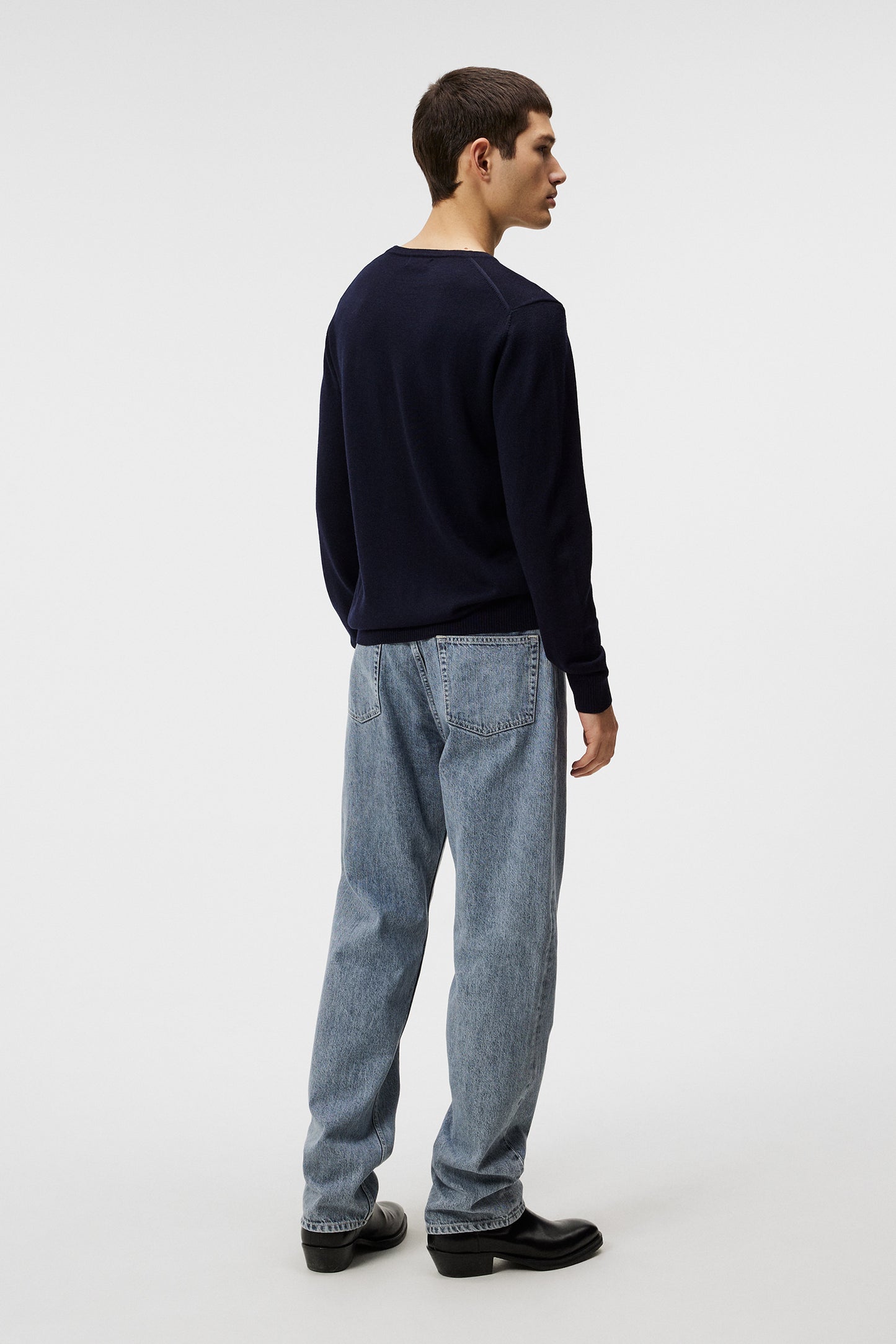 Lyle Merino Crew Neck Sweater / Navy