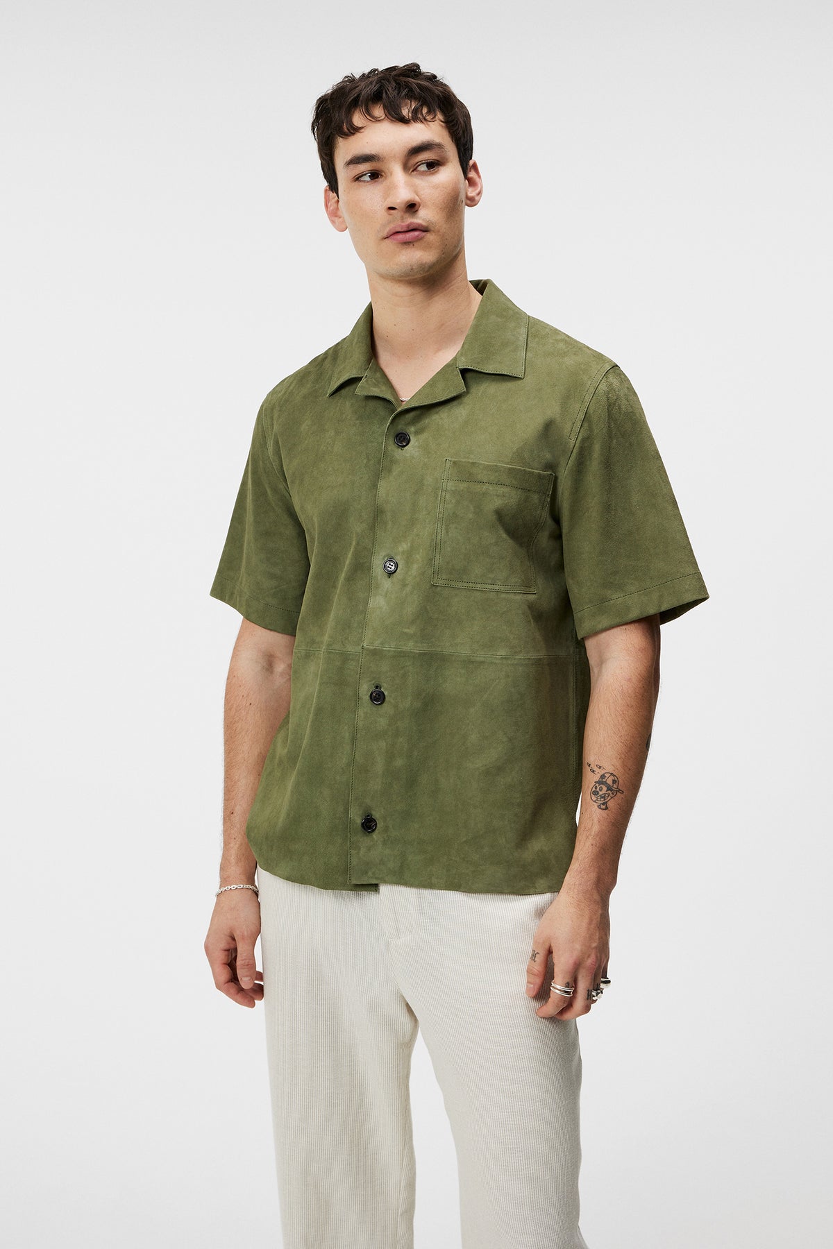 Scottie Suede Overshirt / Oil Green