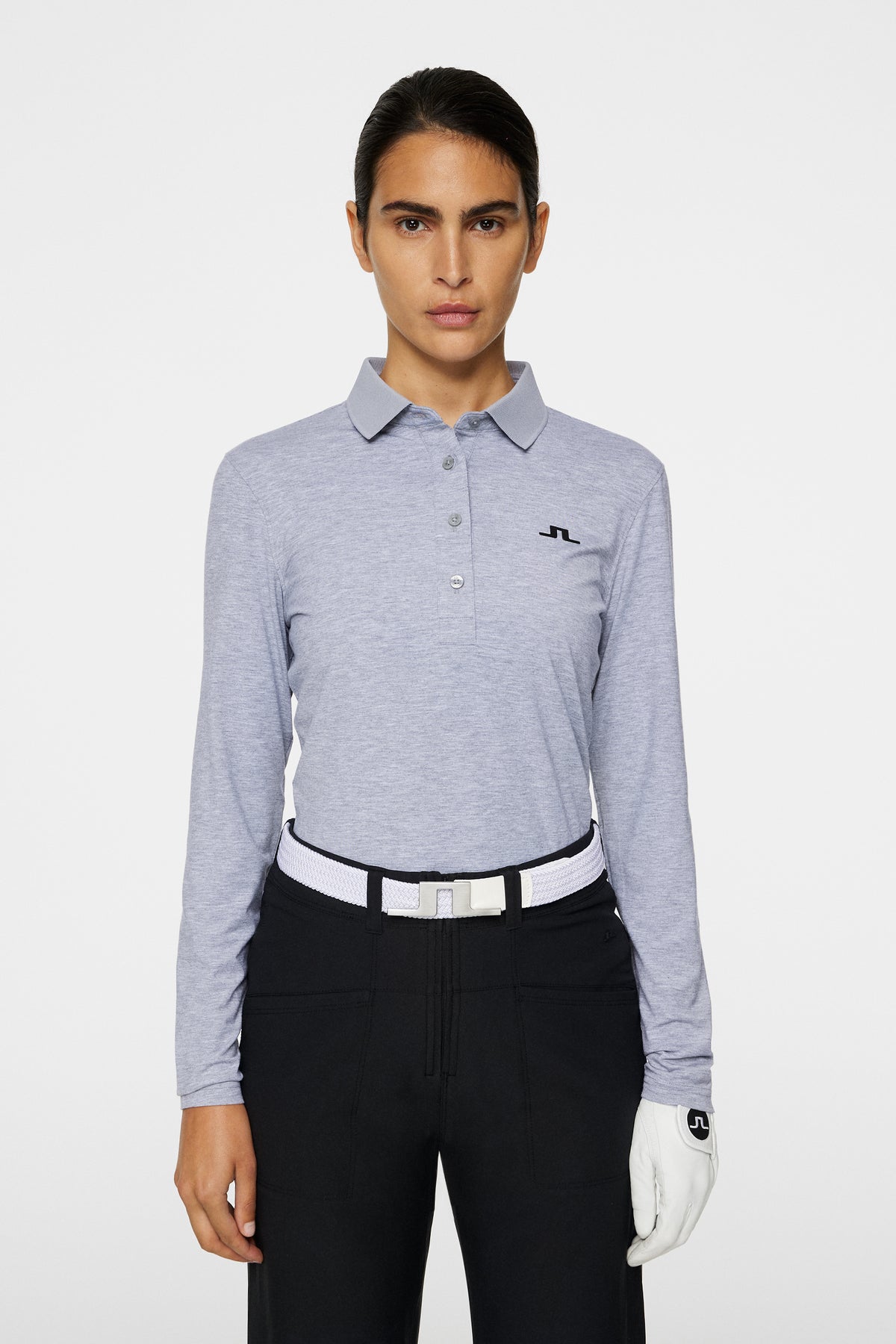 Flor Long Sleeve Polo / Medium Grey Melange