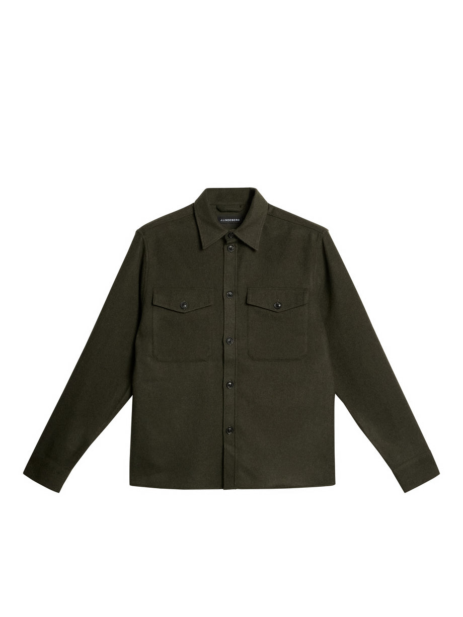 Flat Wool Overshirt / Forest Green