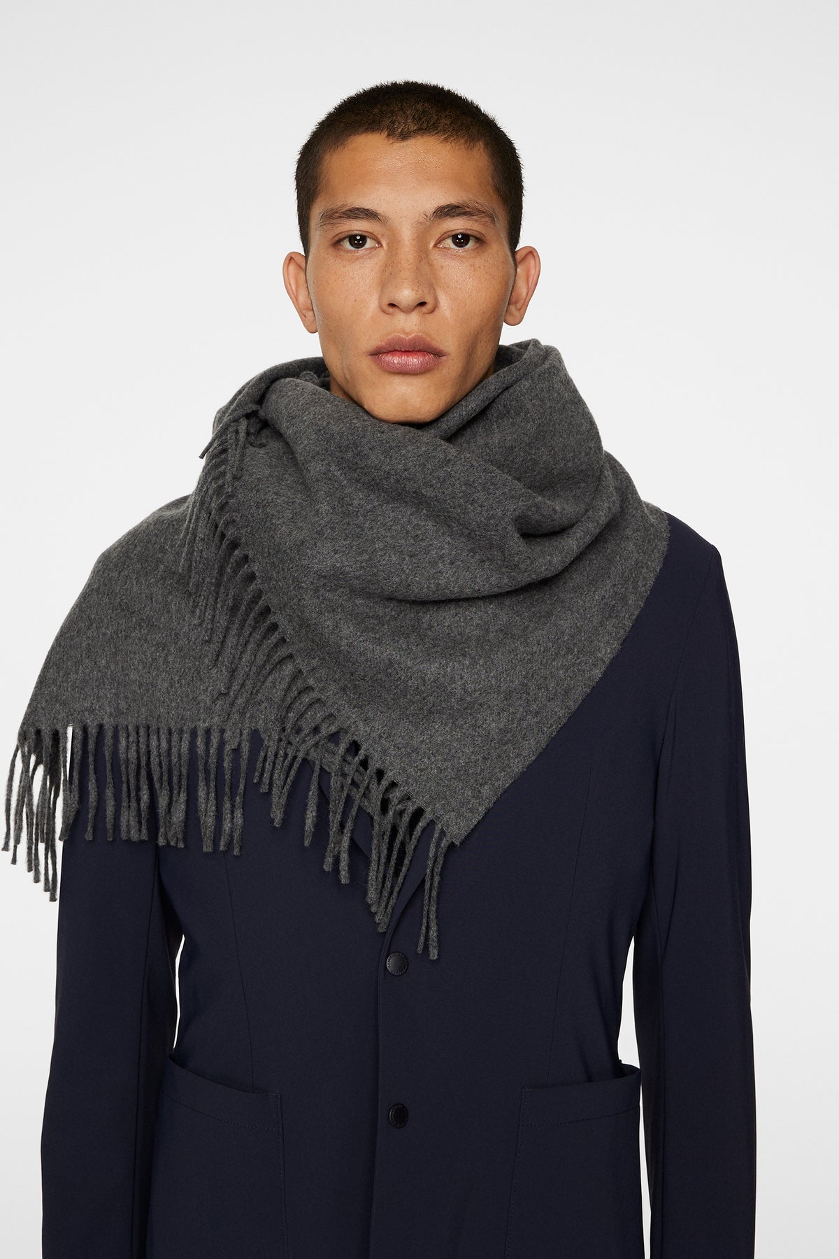 Frame Cashmere Blend Scarf / Mid Grey Melange