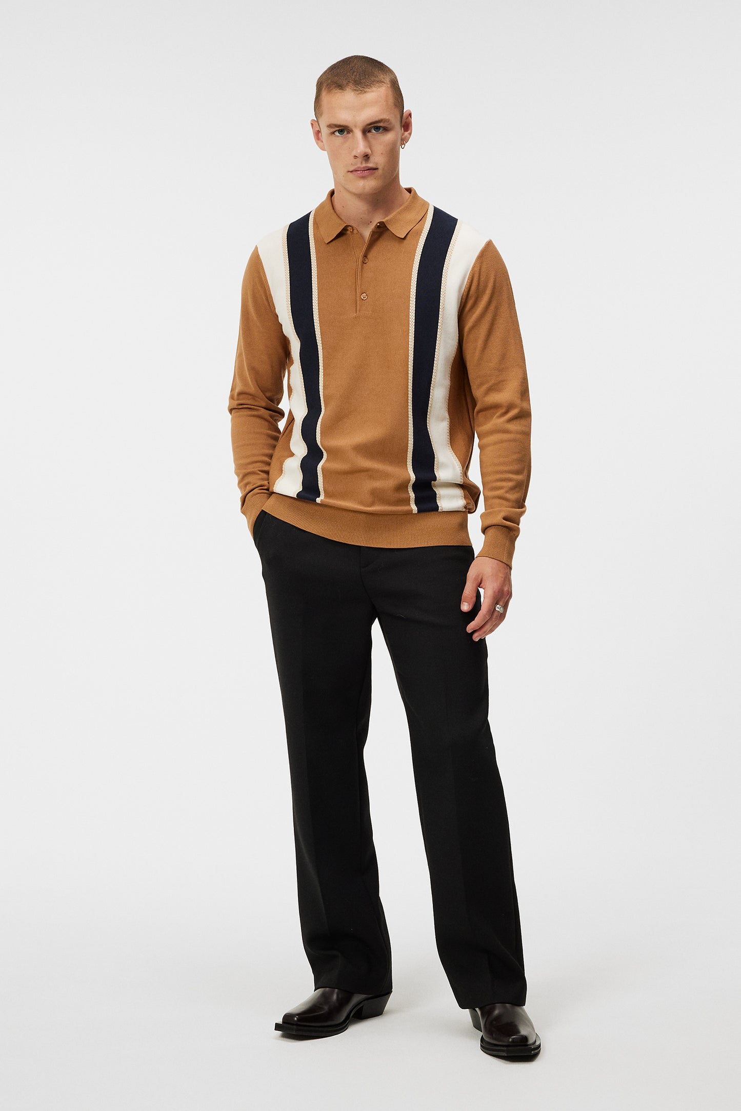 Heden Striped Knitted Polo / Chipmunk – J.Lindeberg