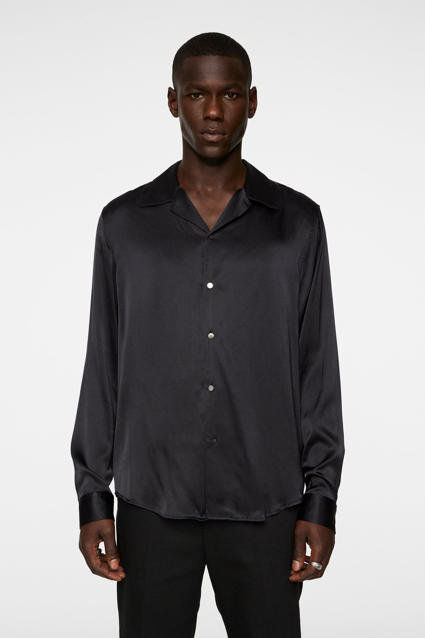 PJ Solid Silk Shirt / Black