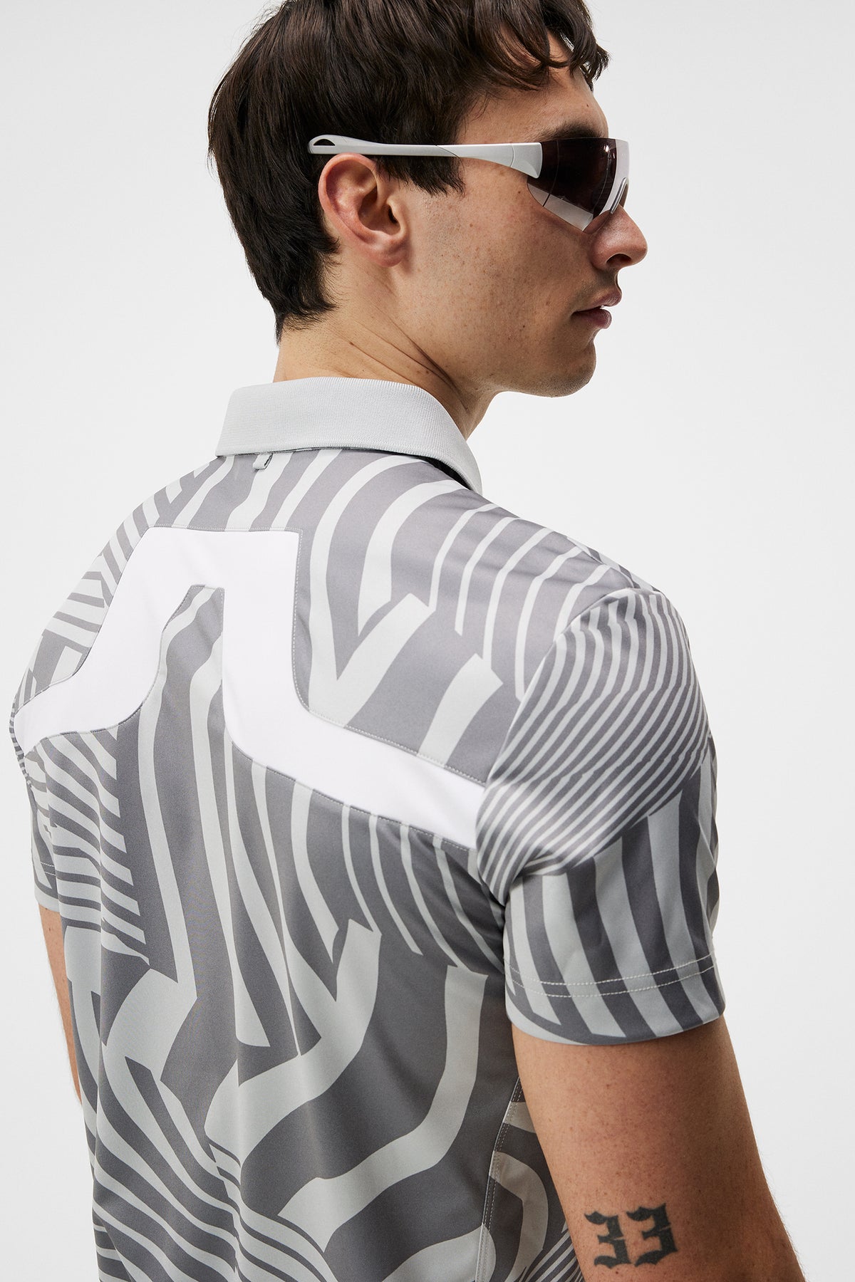 KV Tour Print Golf Polo / Dazzle Wave Light Grey Melange