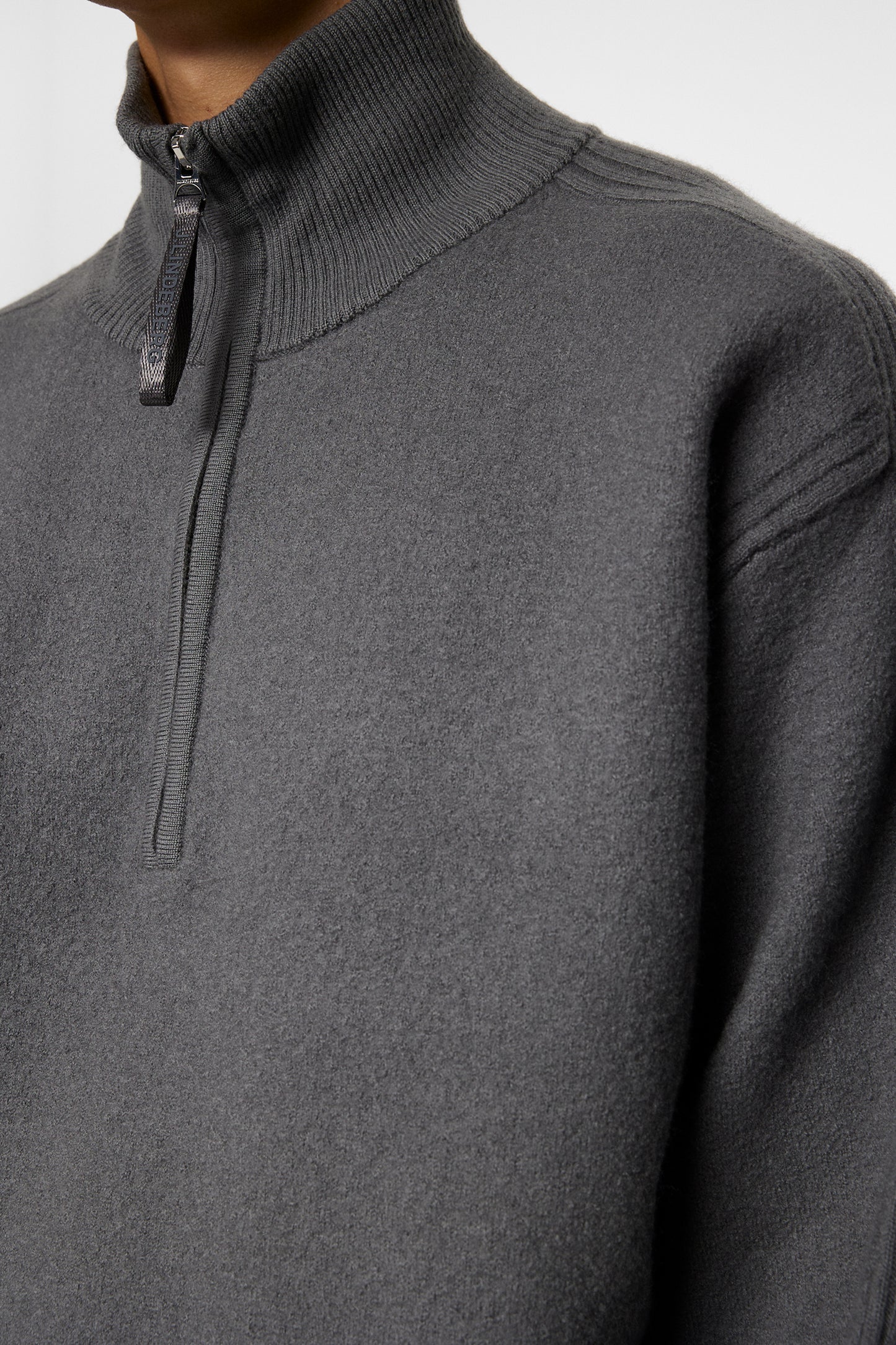 Bon Boiled Wool Quarter Zip / Lava Smoke