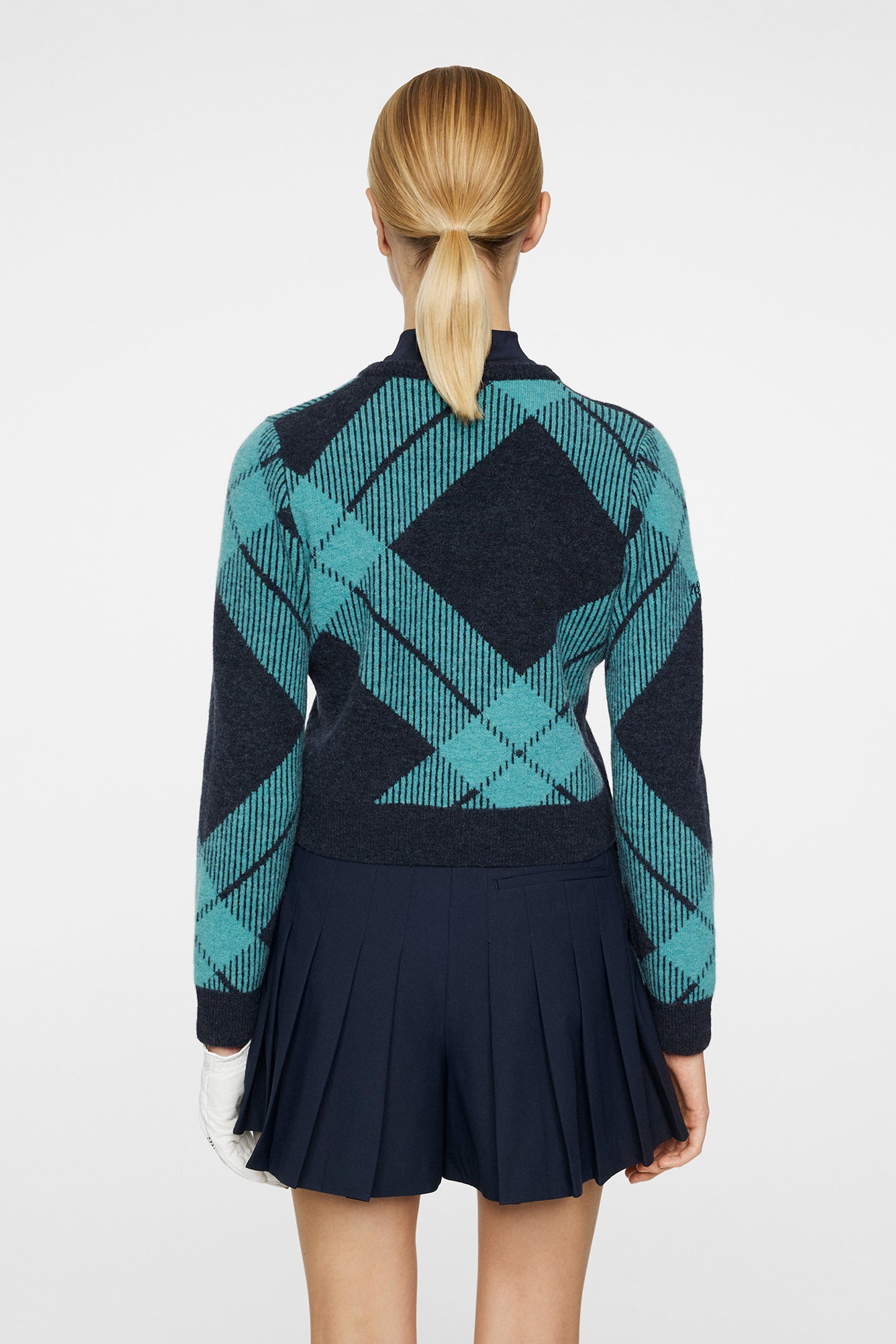 Brea Knitted V-Neck / Glenmuir Tartan Teal L