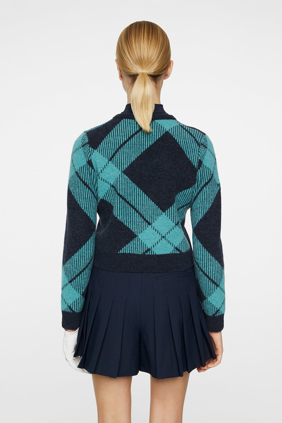 Brea Knitted V-Neck / Glenmuir Tartan Teal L