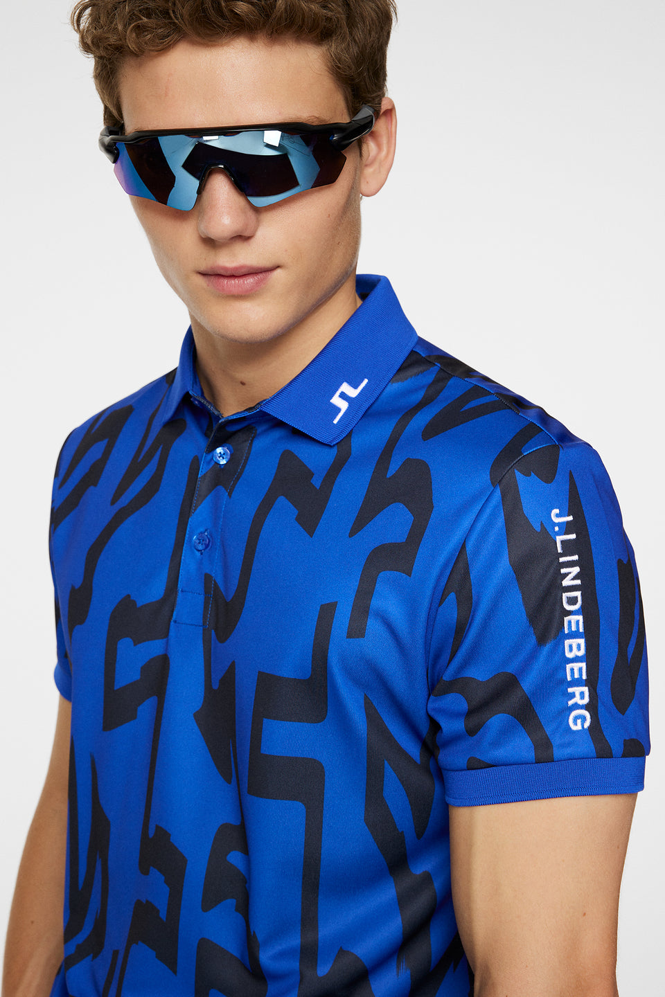 Tour Tech Reg Fit Print Polo / Glitch Bridge Blue