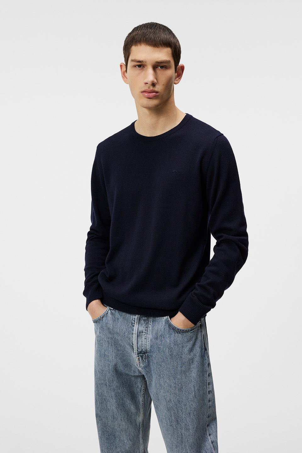 Lyle Merino Crew Neck Sweater / Navy