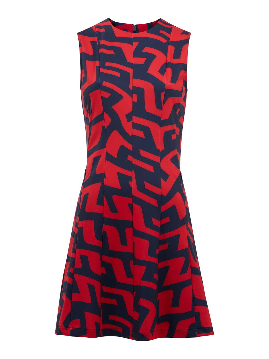 Jasmin Print Dress / Bridge Swirl Red