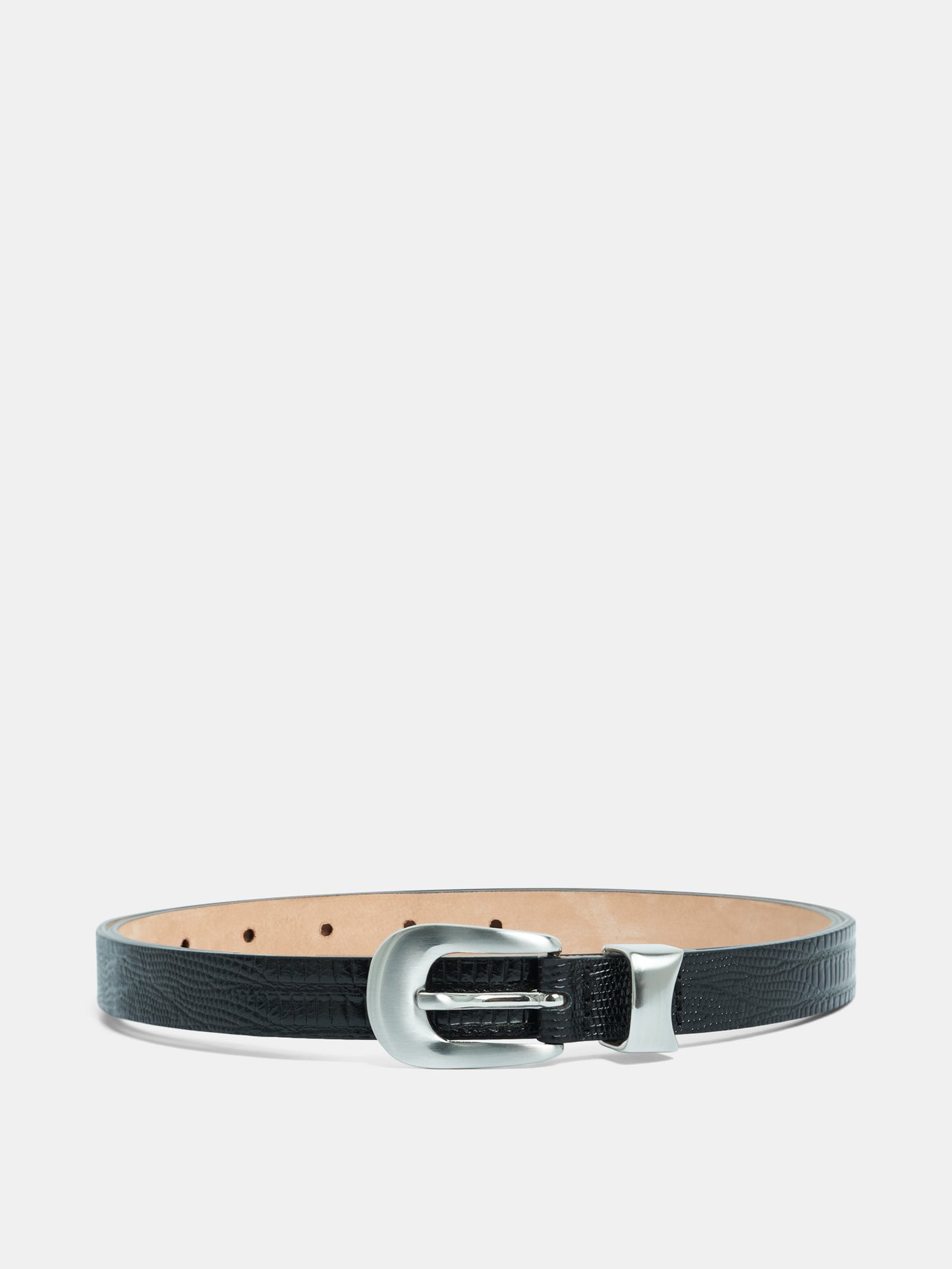 Western Leather Lizard Belt / Black