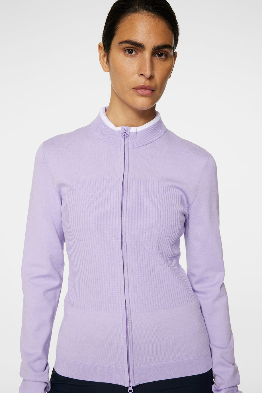 Anna Knitted Zip Sweater / Lavender