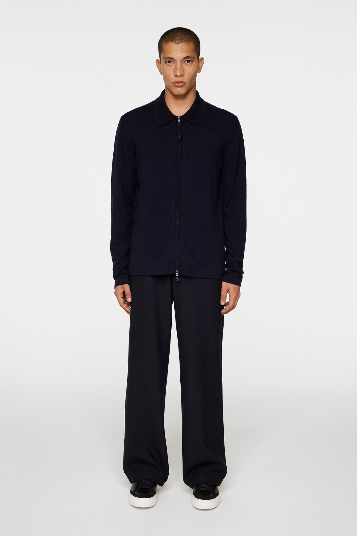 Kaleb Merino Zip Cardigan / JL Navy