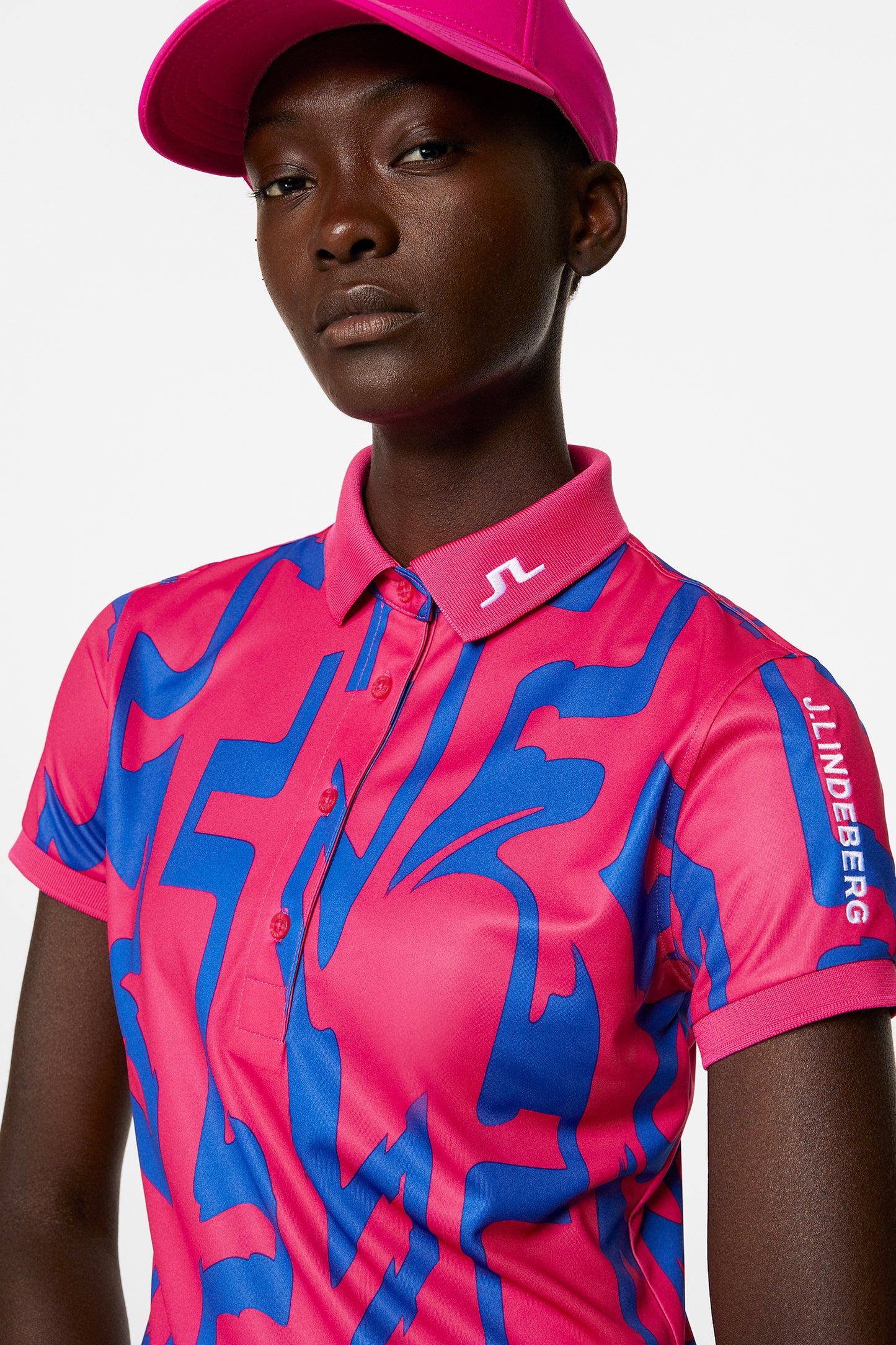 Tour Tech Print Polo / Glitch Bridge Pink