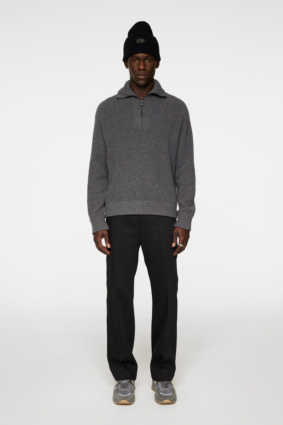 Wilmer Quarter Zip Knit / Mid Grey Melange