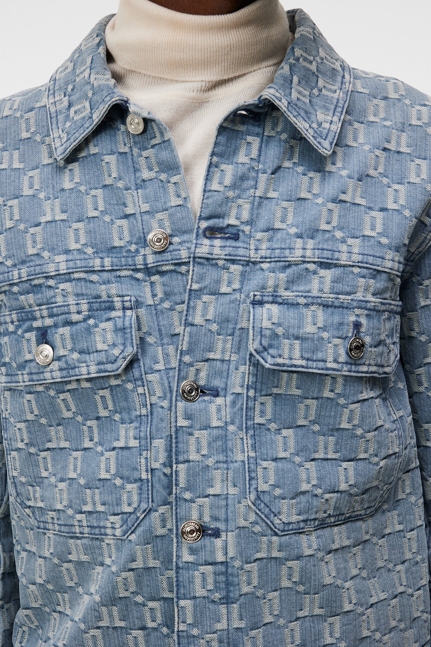 Cam Jacquard Denim Jacket Mid Blue