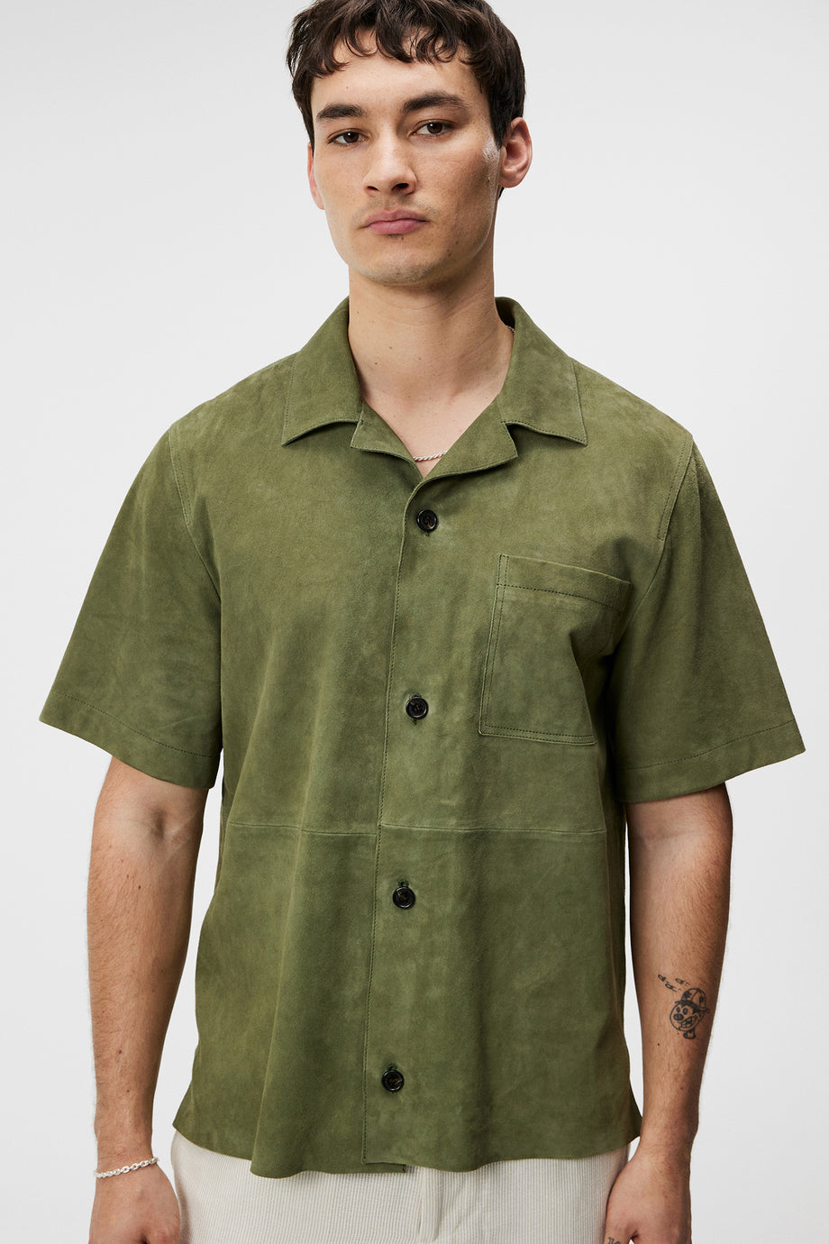 Scottie Suede Overshirt / Oil Green